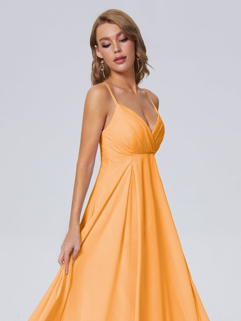 Laila Klassische Spaghettiträger Chiffon Brautjungfernkleider