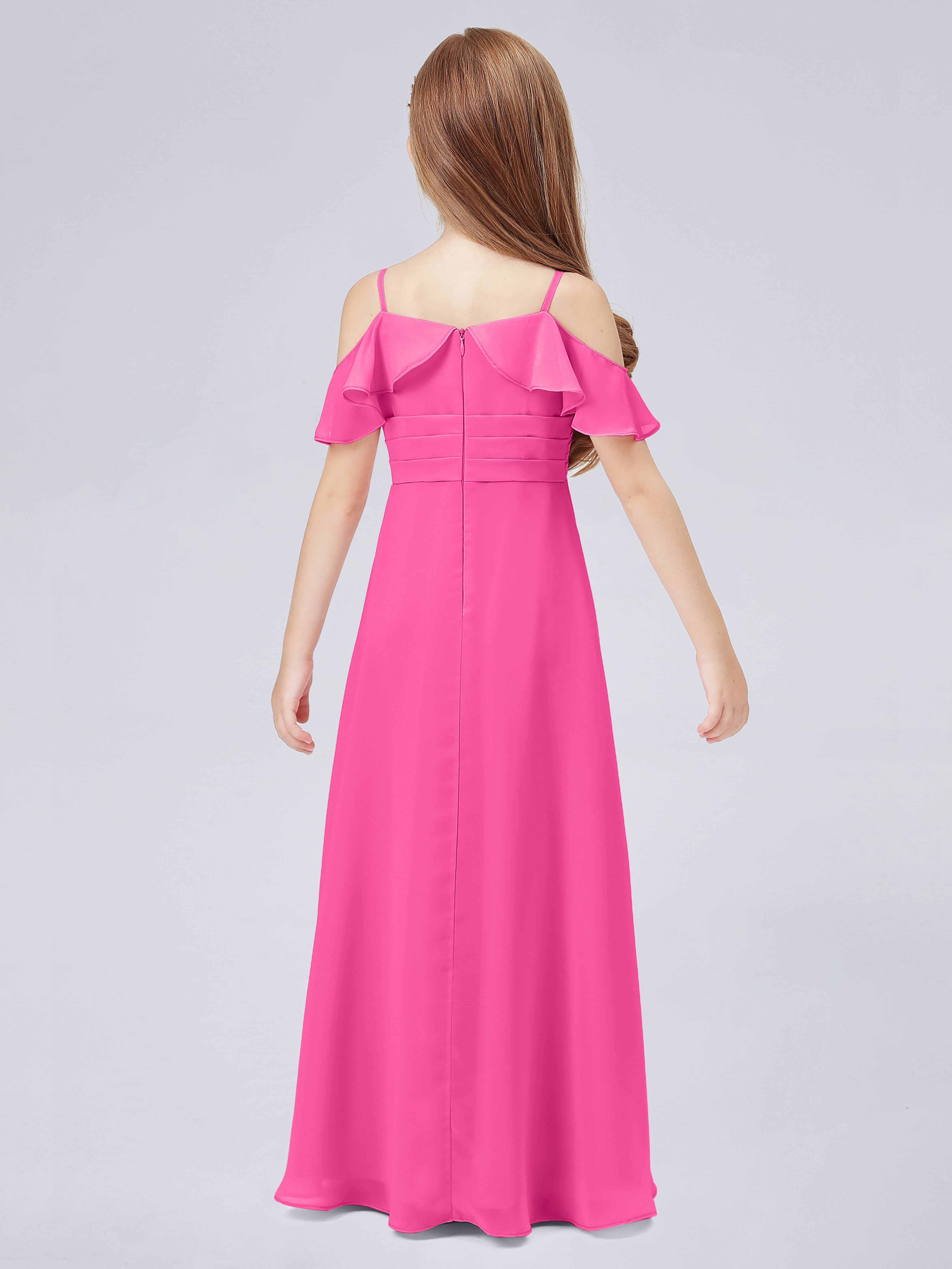 Schulterfreies Chiffon Kleid für Junge Brautjungfern