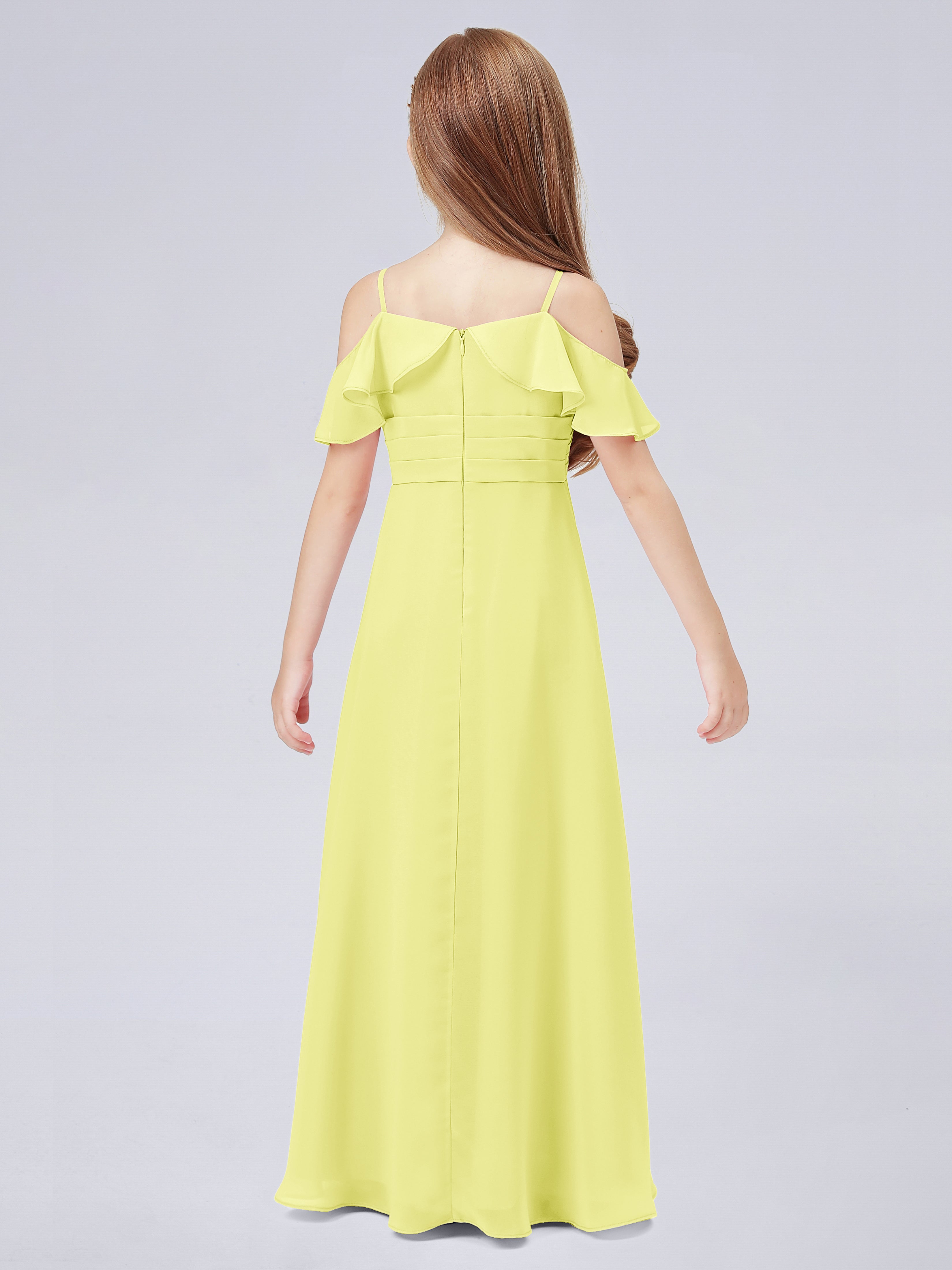 Schulterfreies Chiffon Kleid für Junge Brautjungfern