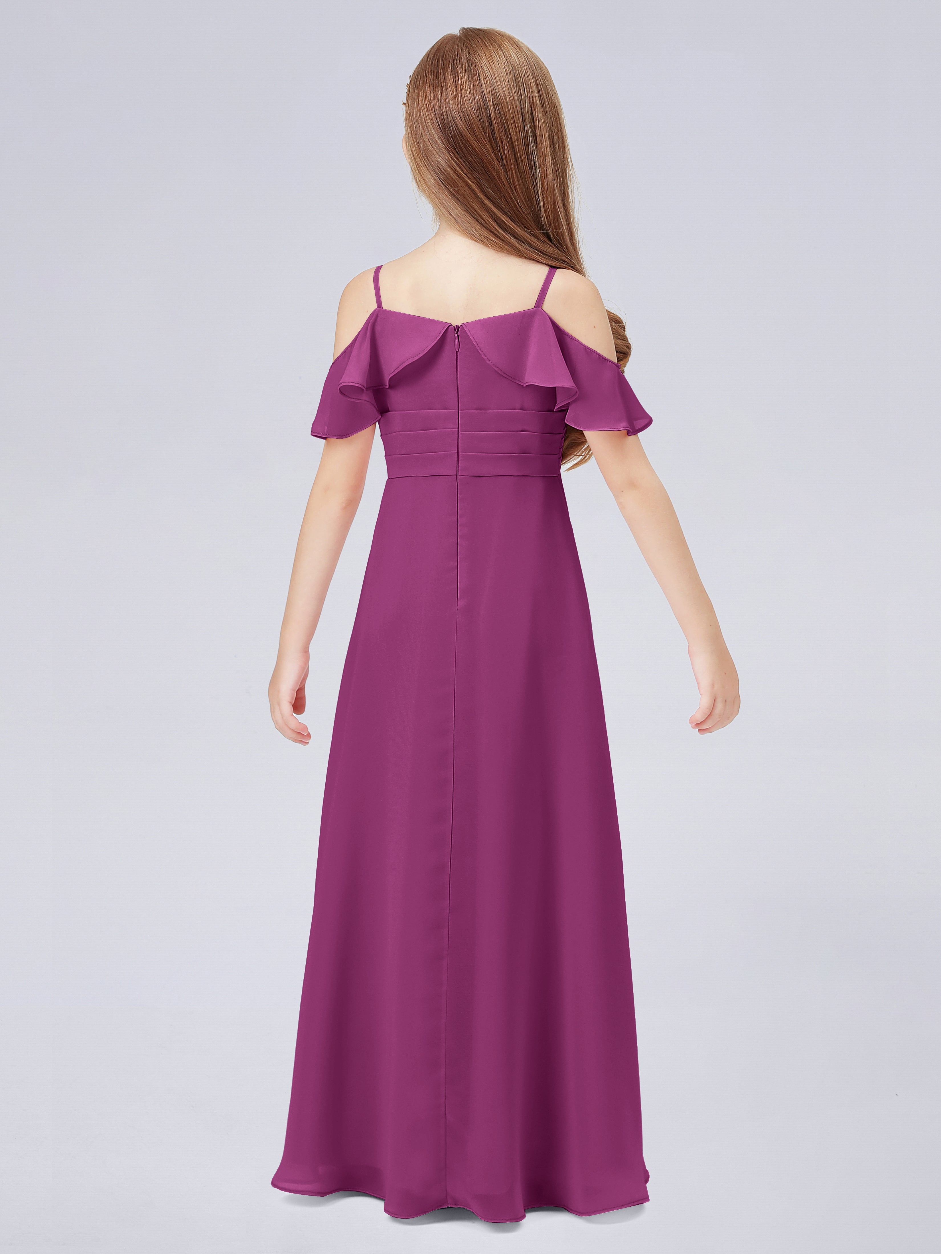 Schulterfreies Chiffon Kleid für Junge Brautjungfern