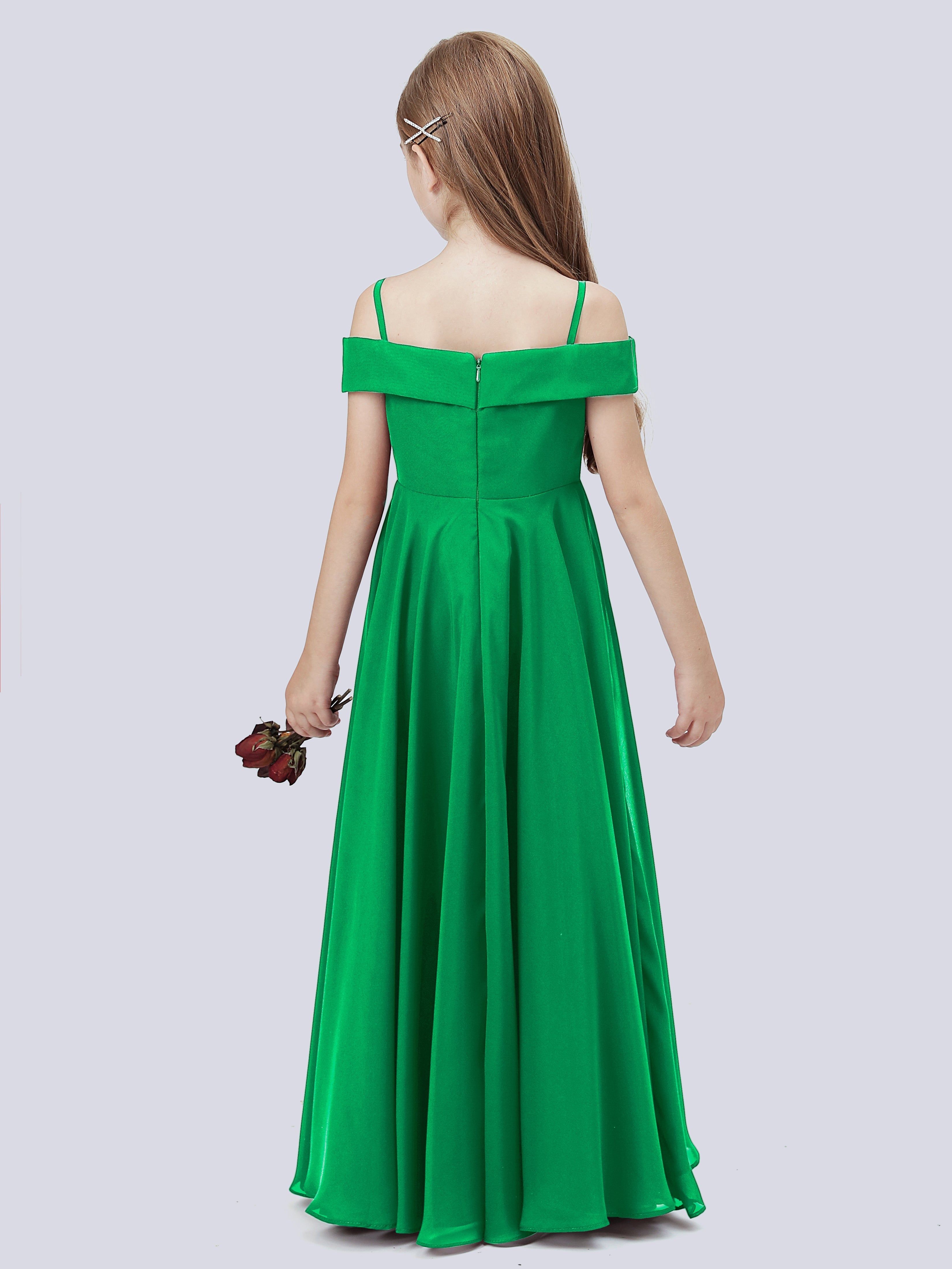 Schulterfreies Stretch-Chiffon Kleid für Junge Brautjungfern