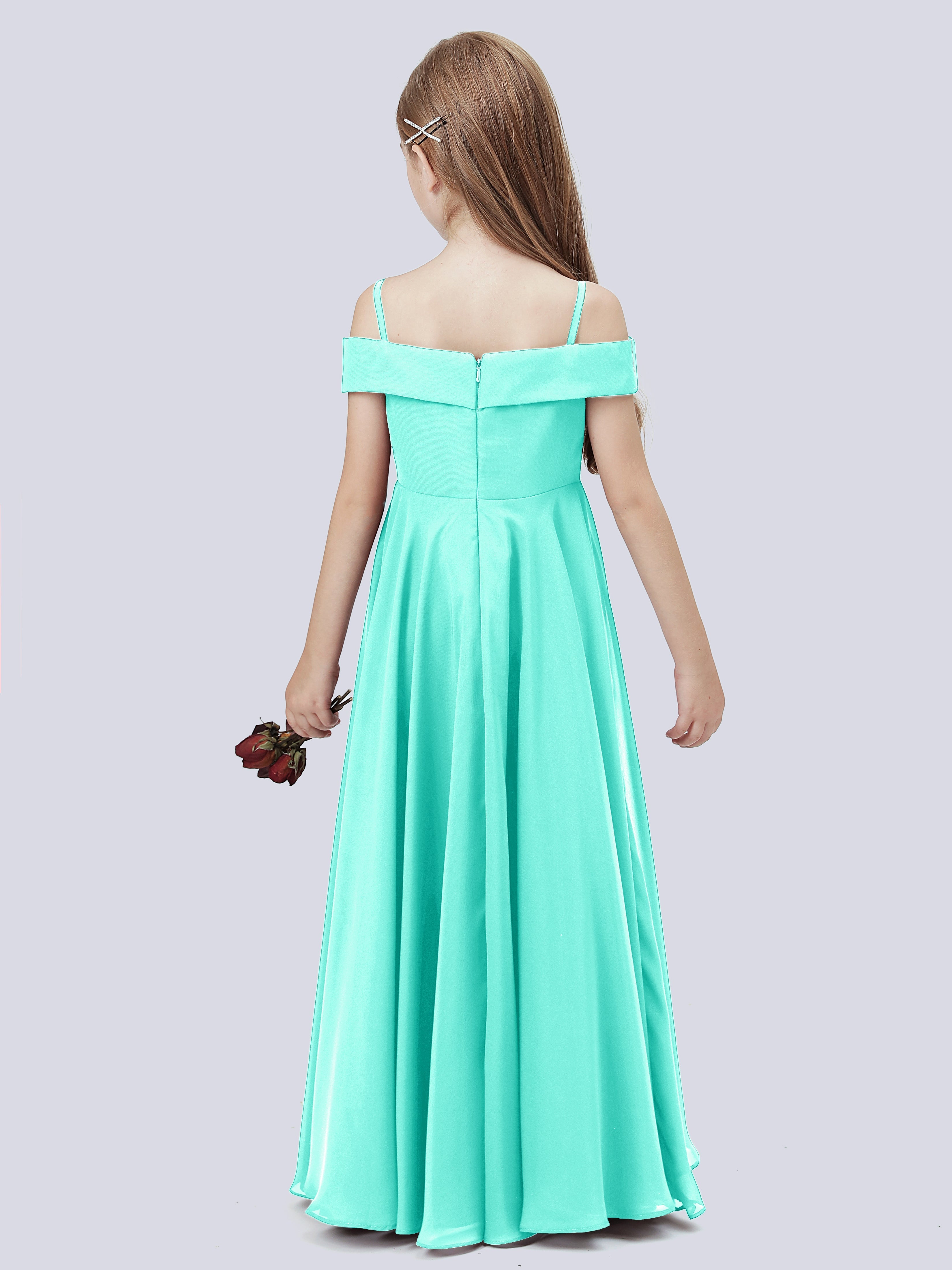 Schulterfreies Stretch-Chiffon Kleid für Junge Brautjungfern