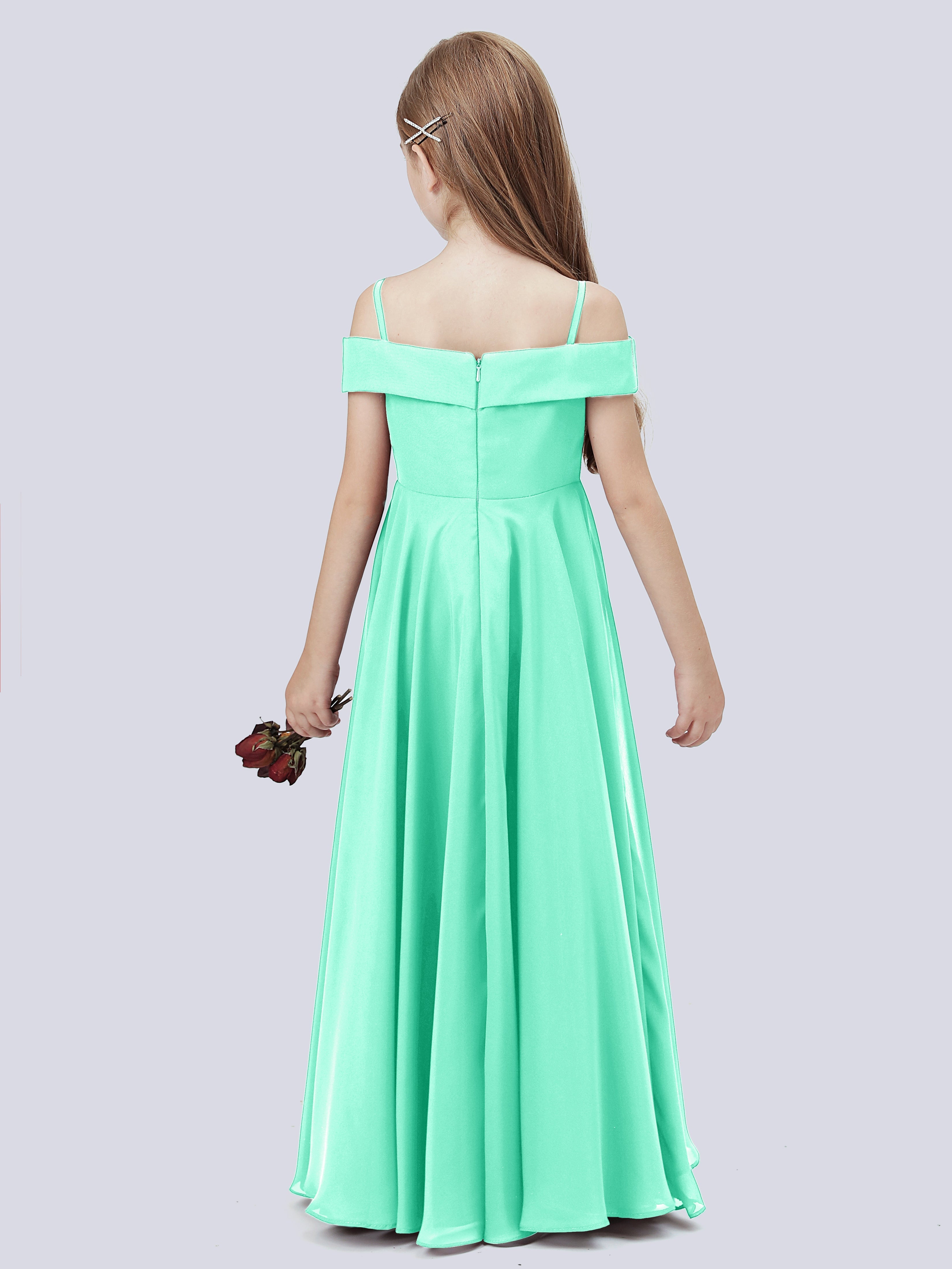 Schulterfreies Stretch-Chiffon Kleid für Junge Brautjungfern