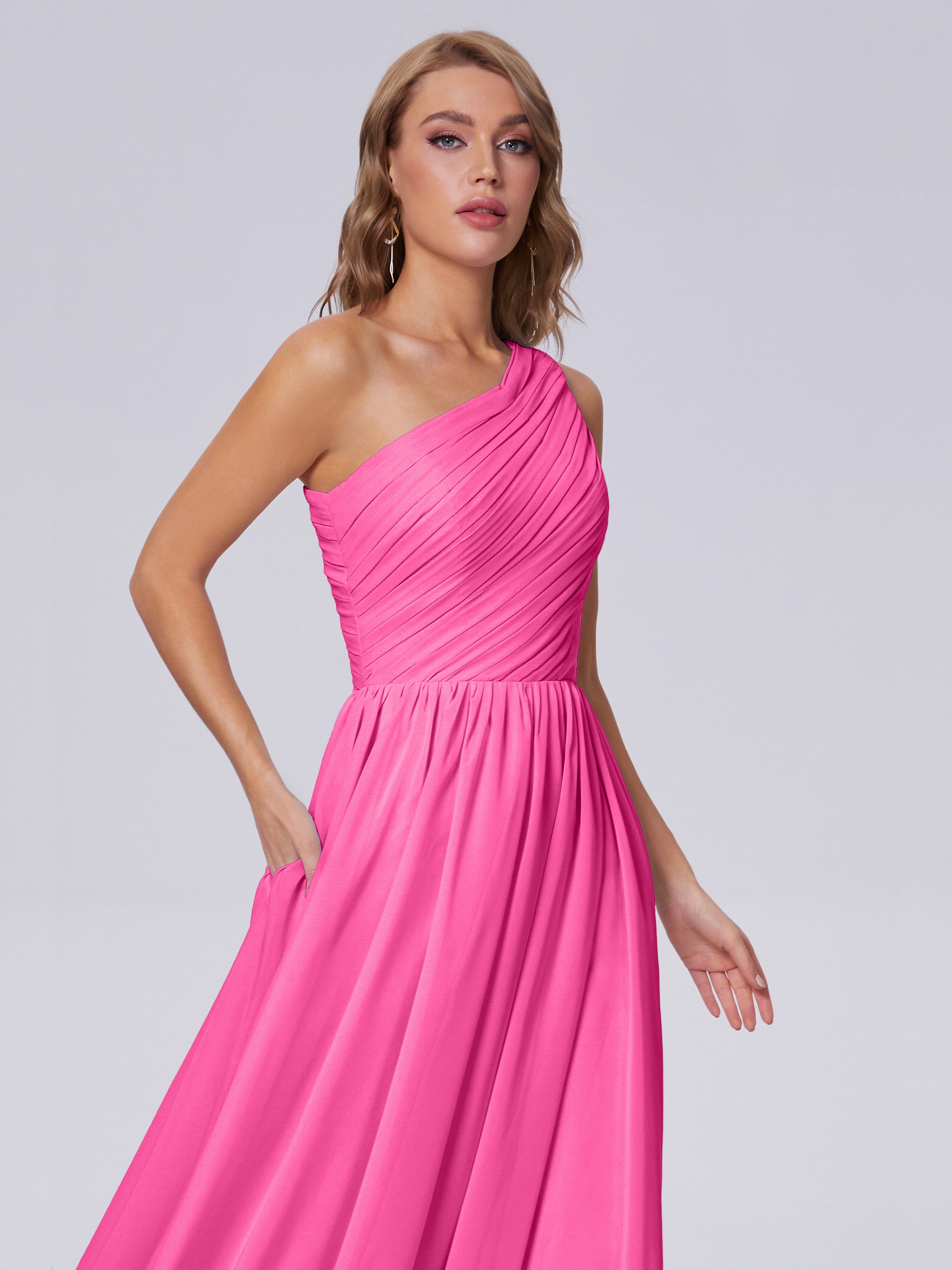 Paige One-Shoulder-Chiffon-Brautjungfernkleider