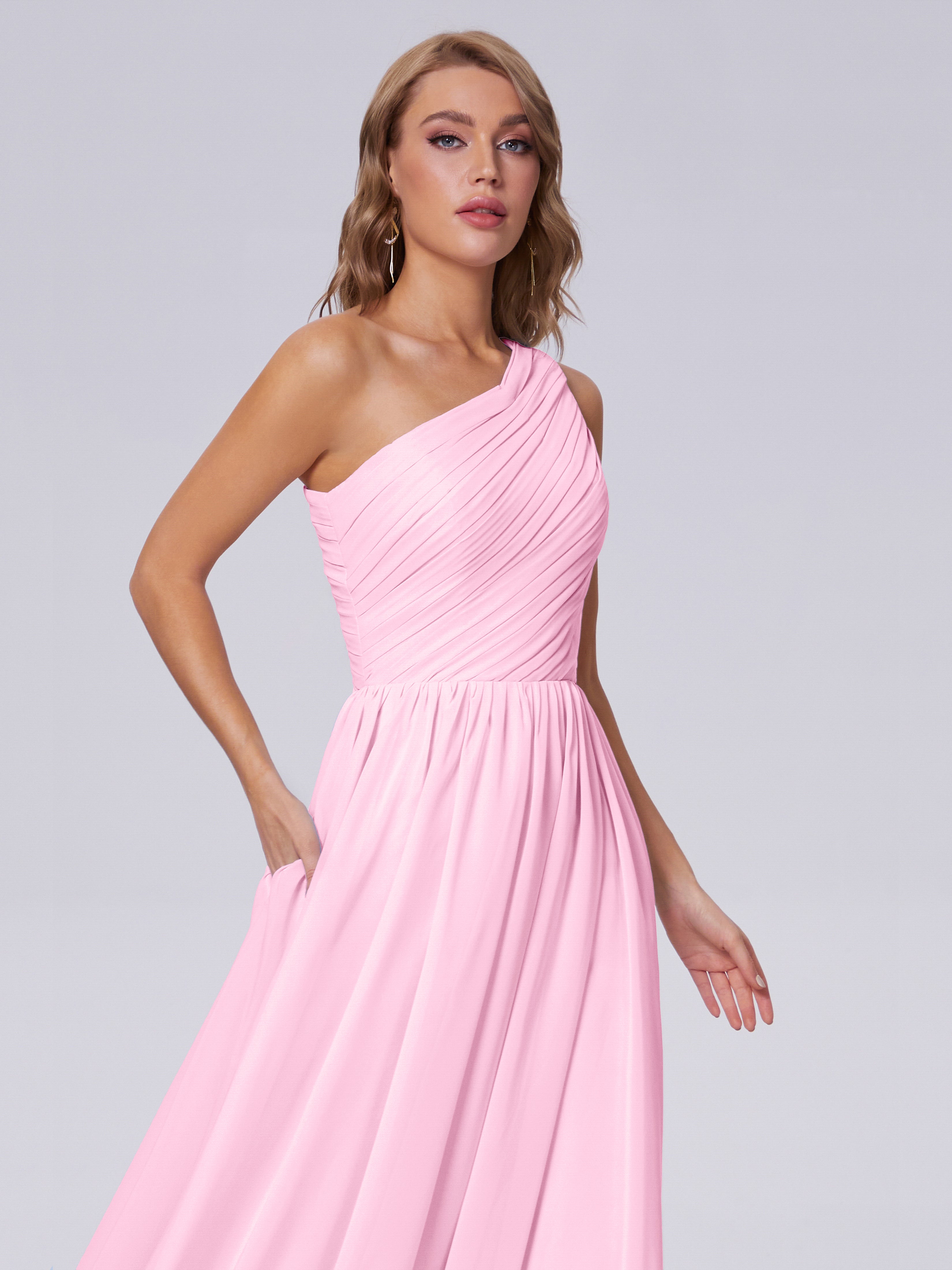 Paige One-Shoulder-Chiffon-Brautjungfernkleider