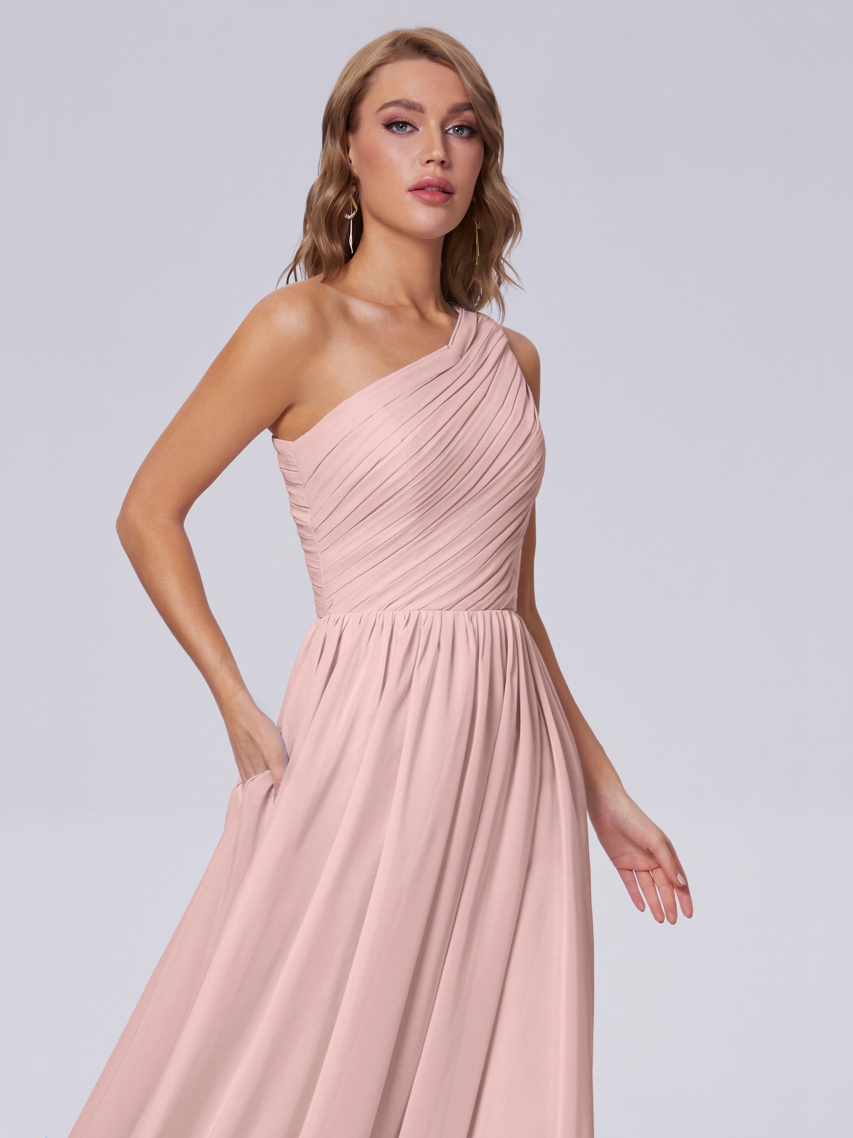 Paige One-Shoulder-Chiffon-Brautjungfernkleider