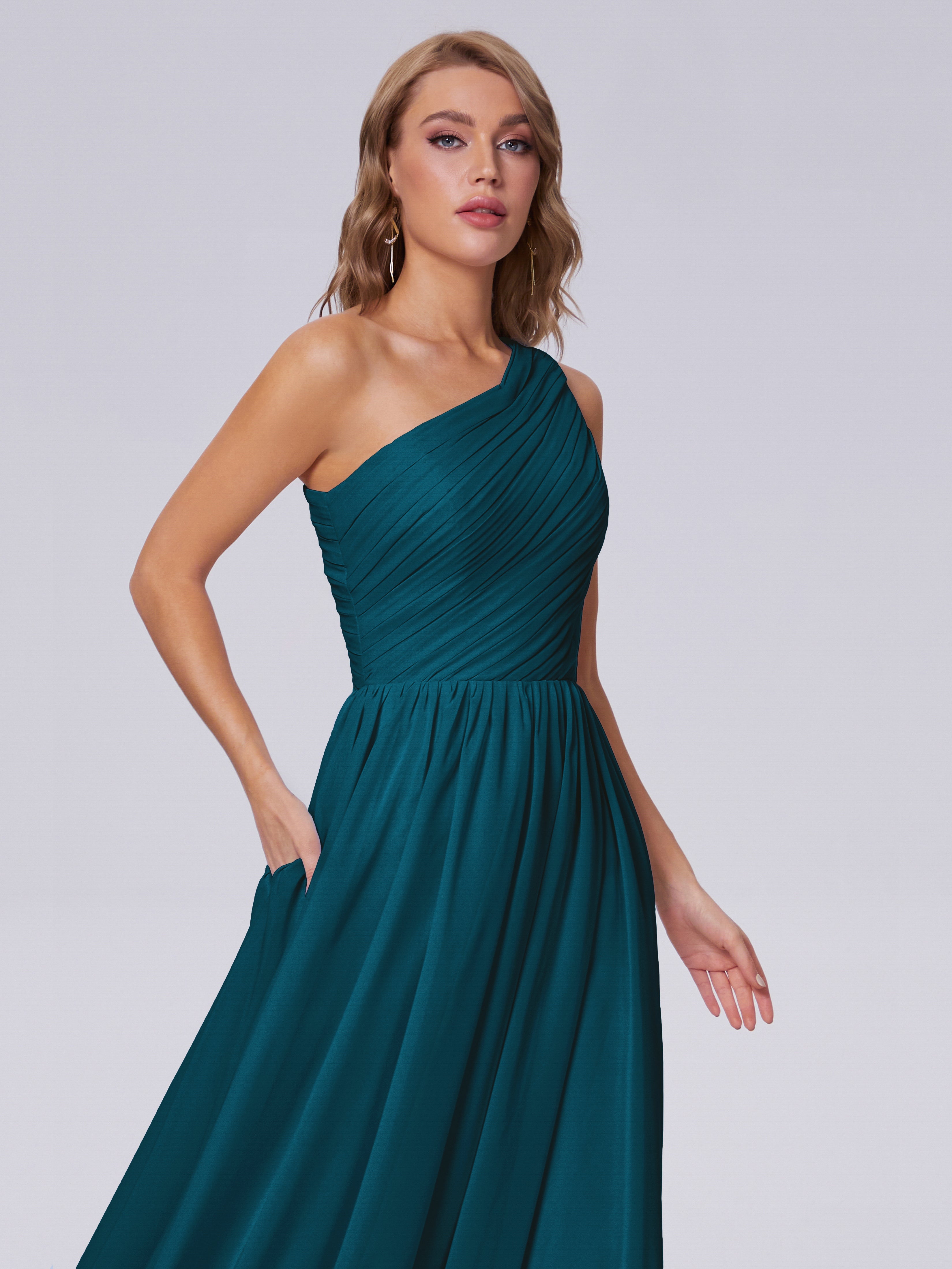 Paige One-Shoulder-Chiffon-Brautjungfernkleider