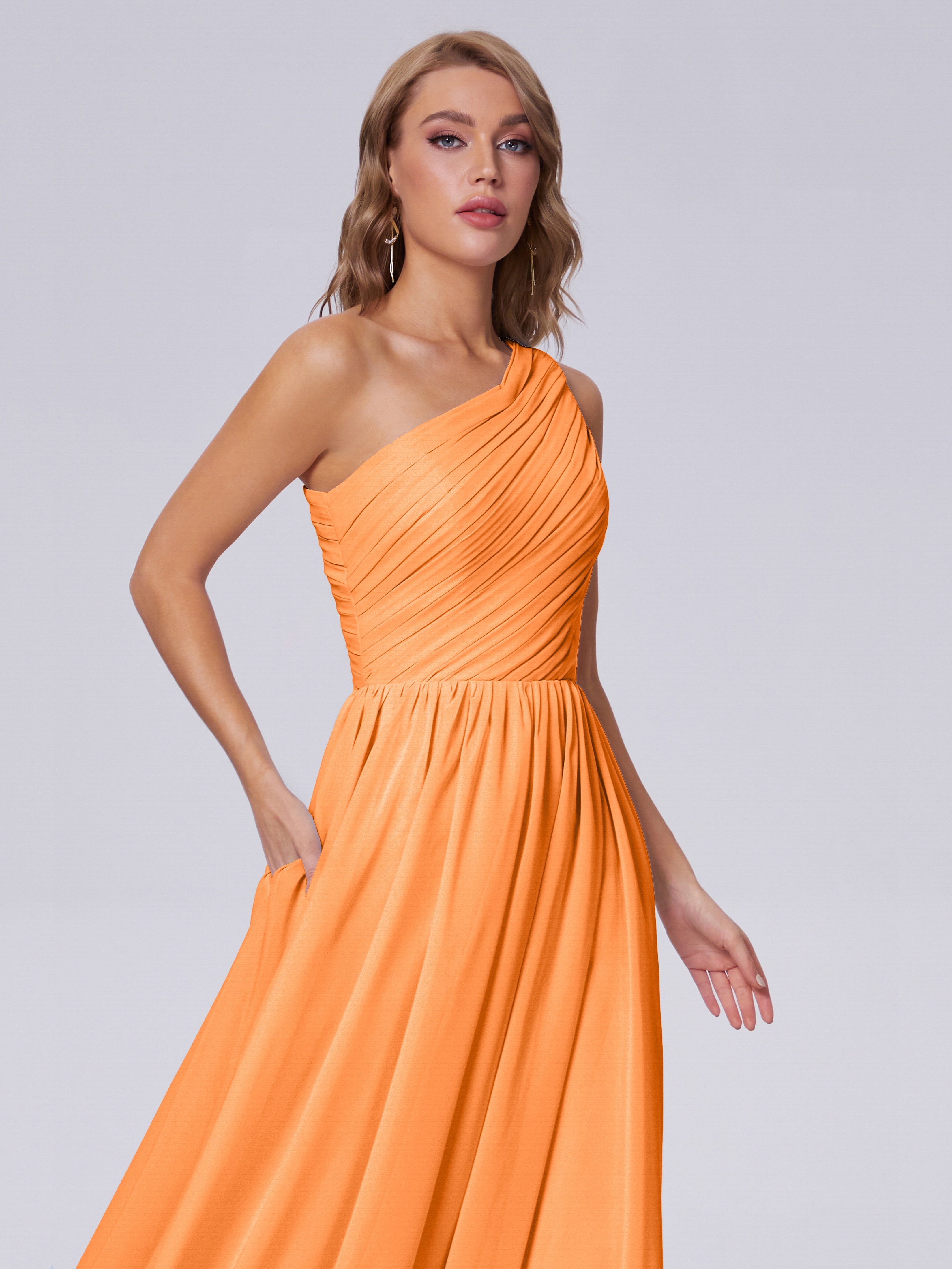 Paige One-Shoulder-Chiffon-Brautjungfernkleider