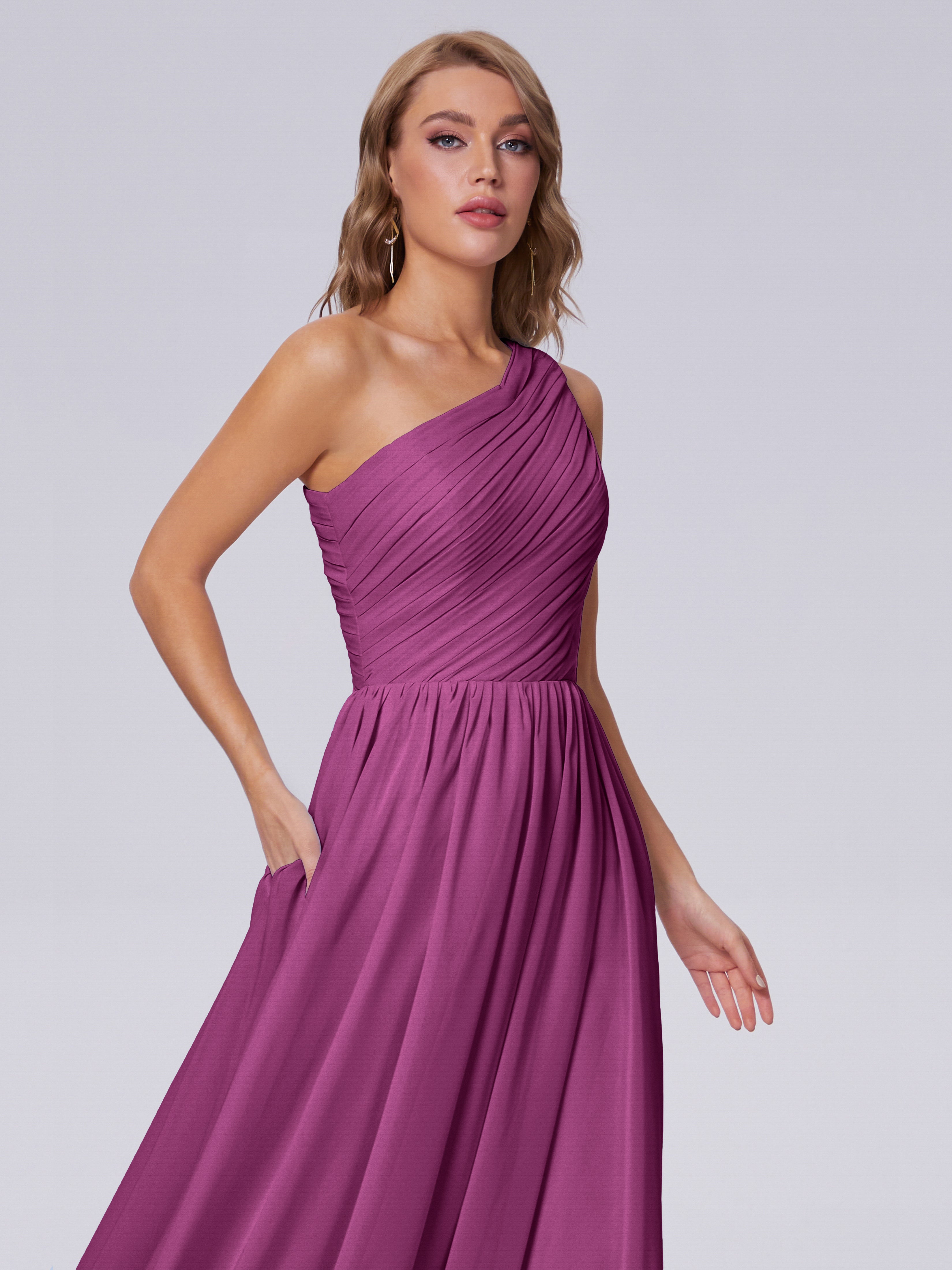 Paige One-Shoulder-Chiffon-Brautjungfernkleider