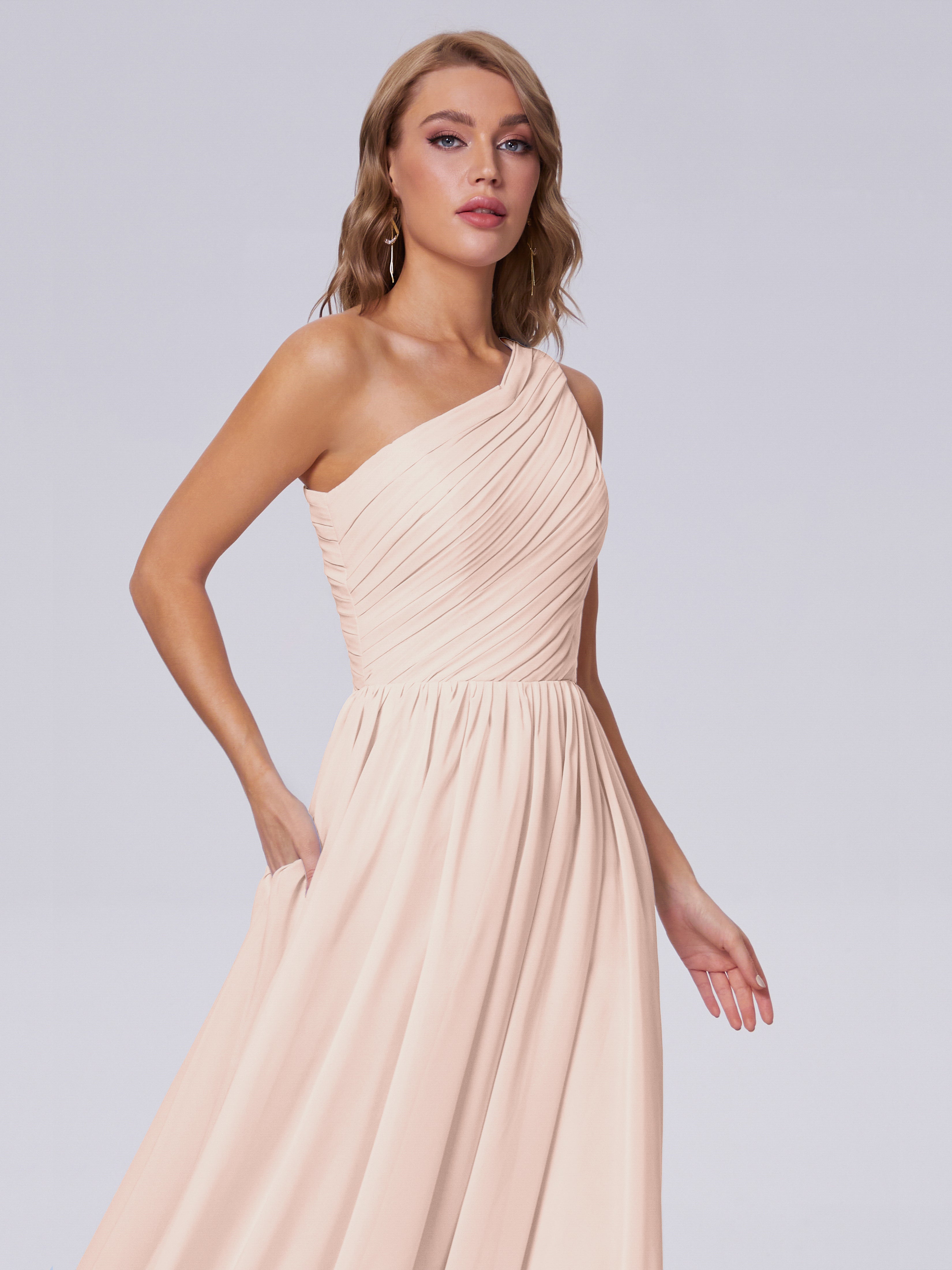 Paige One-Shoulder-Chiffon-Brautjungfernkleider