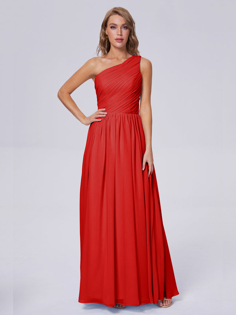 Paige One-Shoulder-Chiffon-Brautjungfernkleider