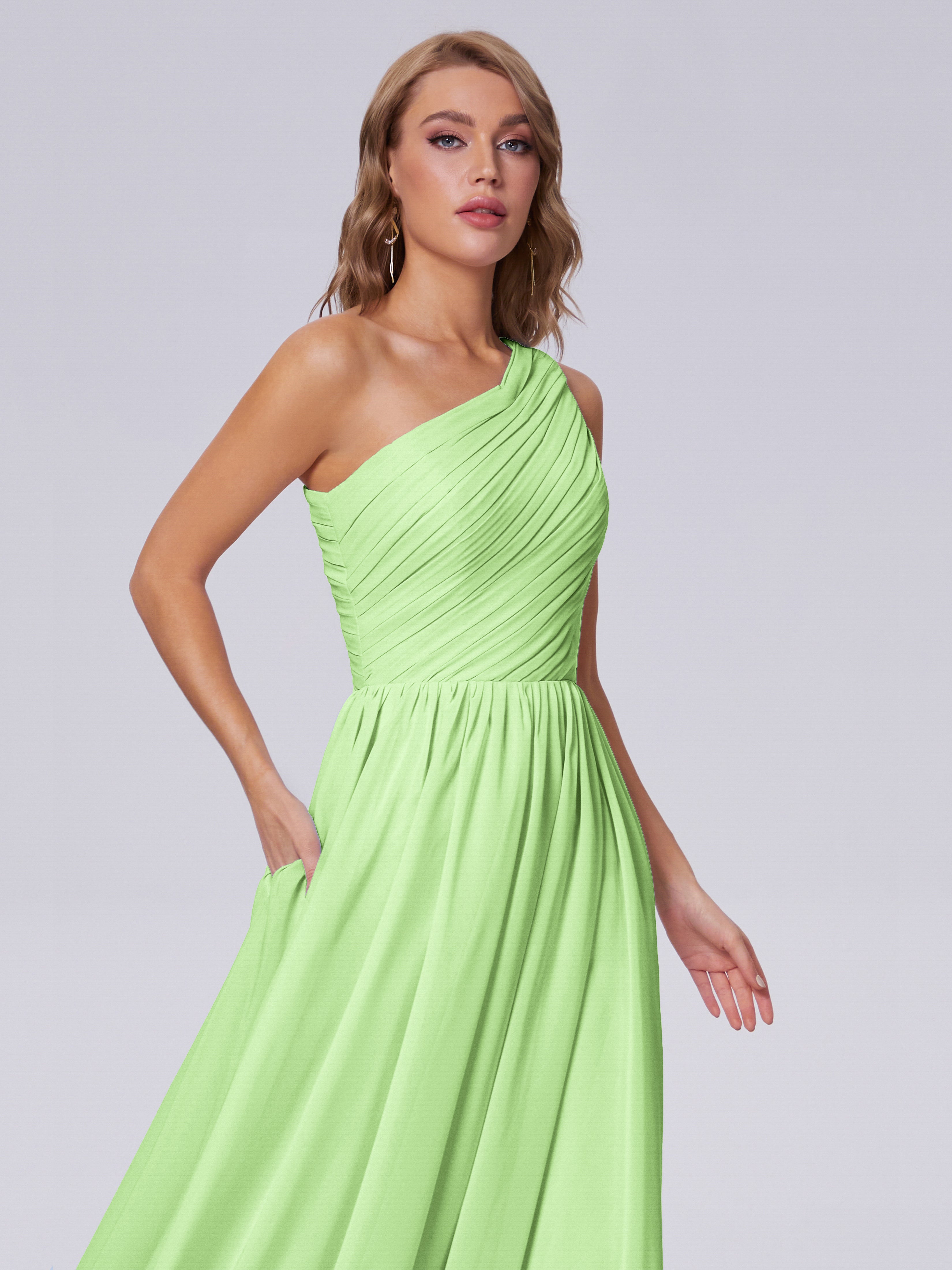 Paige One-Shoulder-Chiffon-Brautjungfernkleider