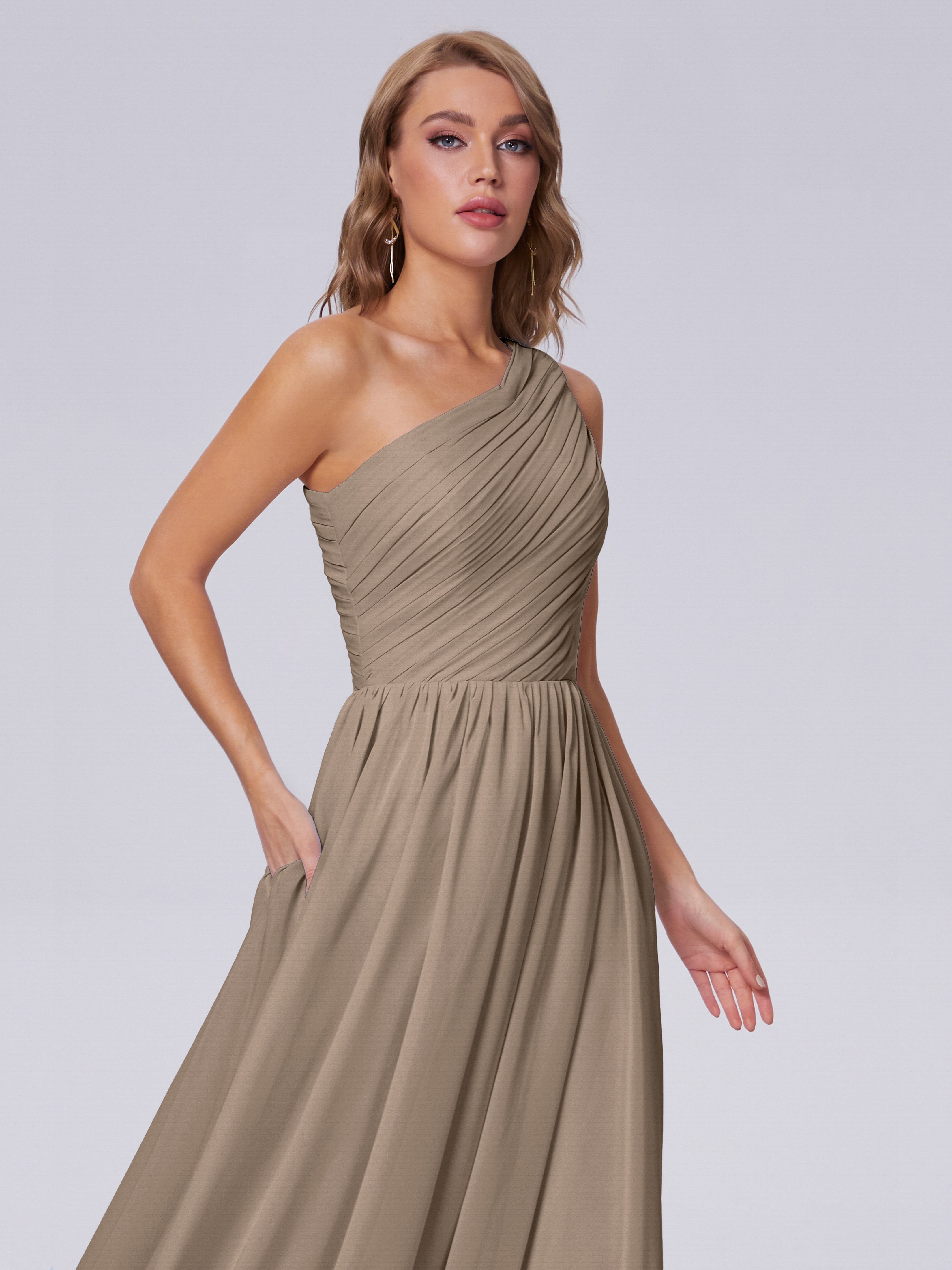 Paige One-Shoulder-Chiffon-Brautjungfernkleider