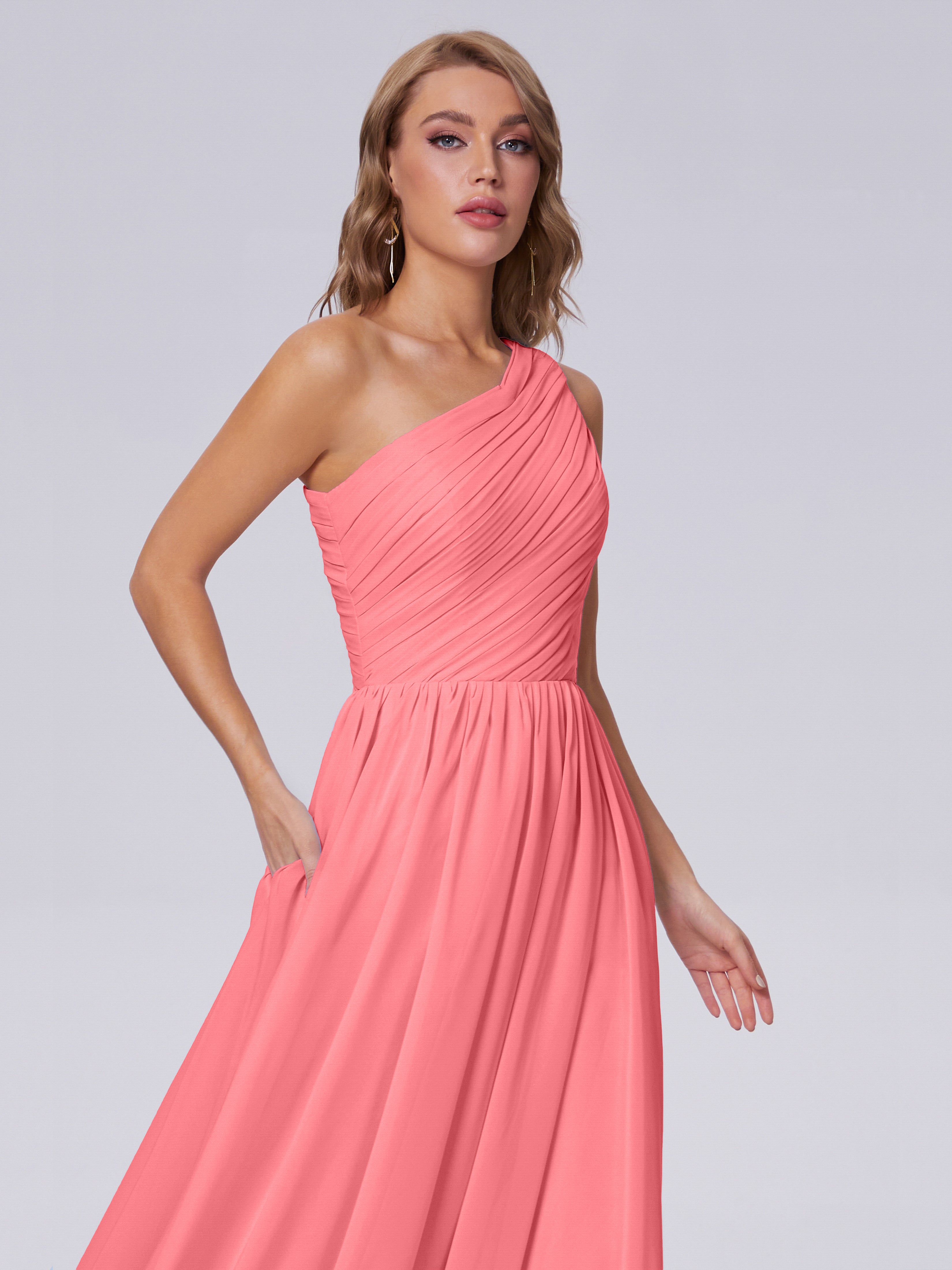 Paige One-Shoulder-Chiffon-Brautjungfernkleider