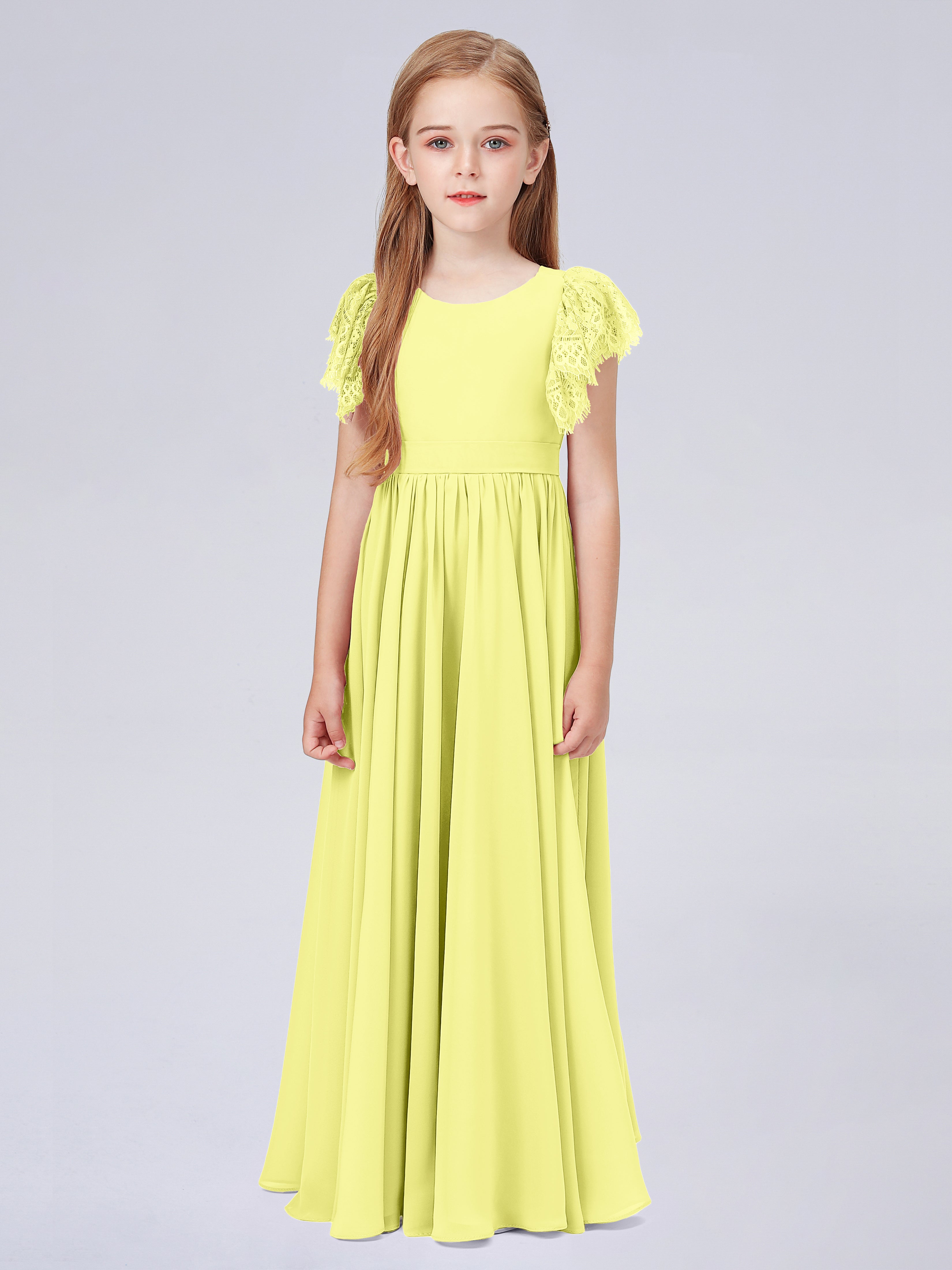 Kurzärmliges Spitzenkleid für Junge Brautjungfern