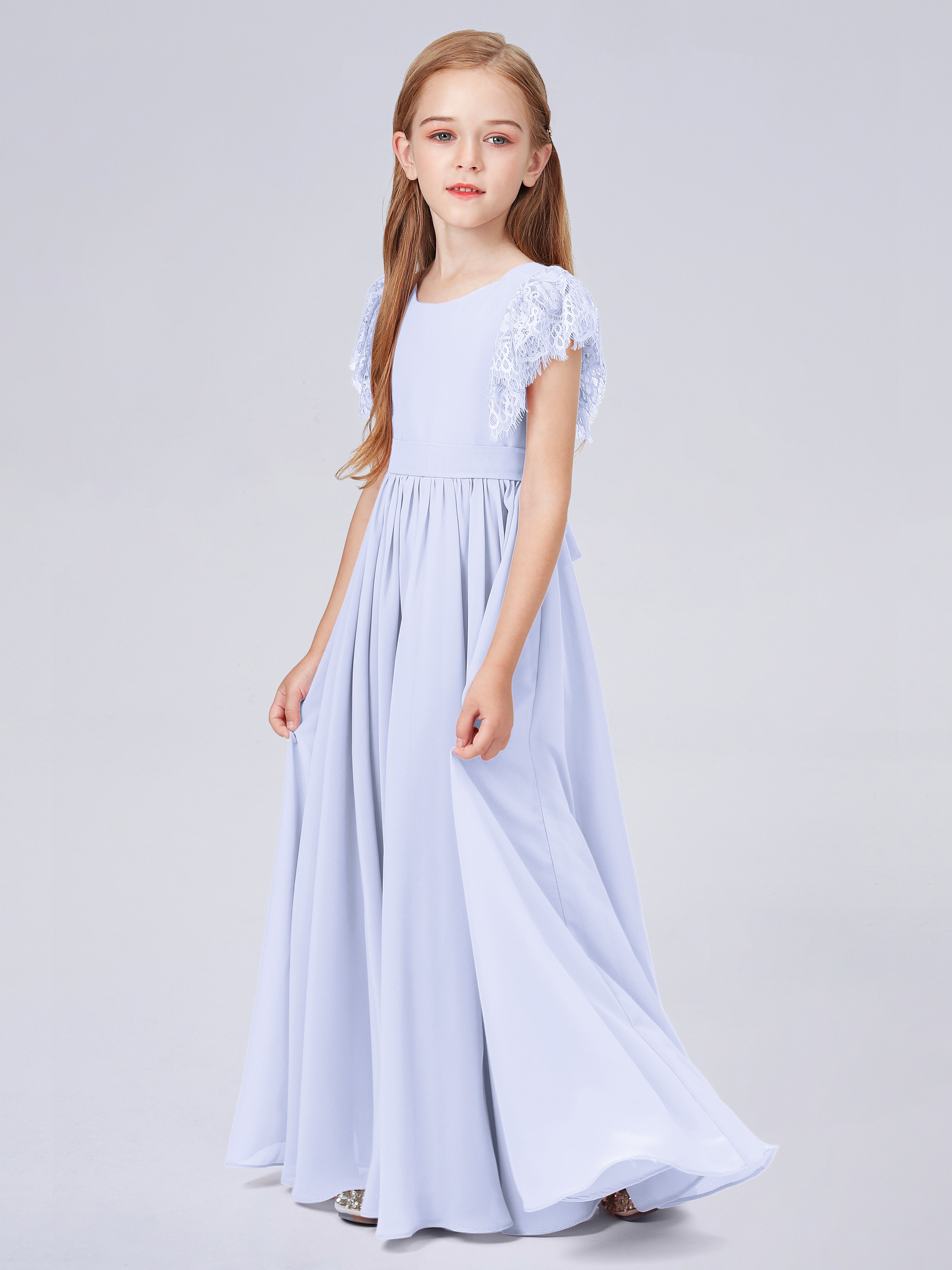 Kurzärmliges Spitzenkleid für Junge Brautjungfern