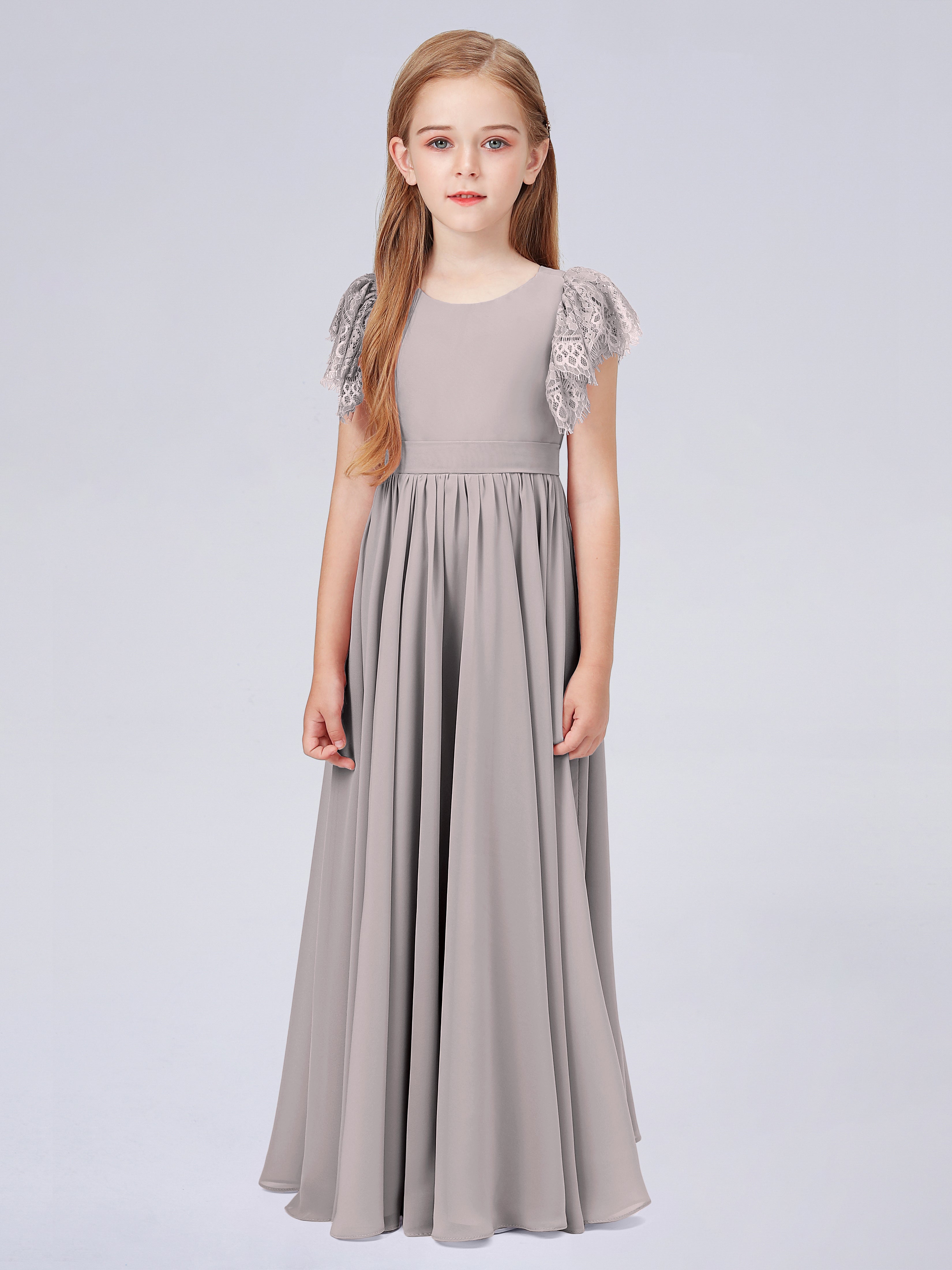 Kurzärmliges Spitzenkleid für Junge Brautjungfern