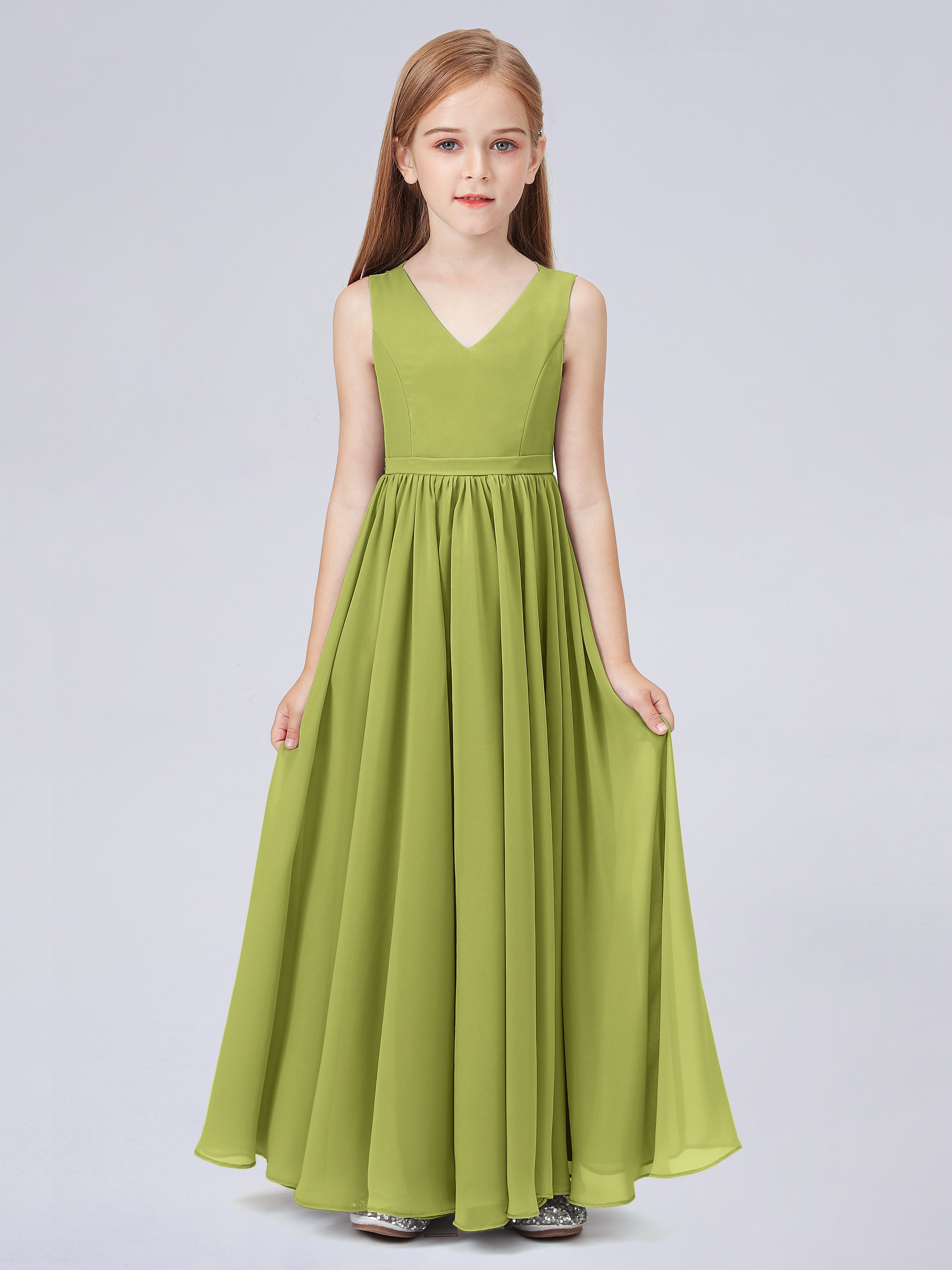 Ärmelloses Chiffon Kleid für Junge Brautjungfern