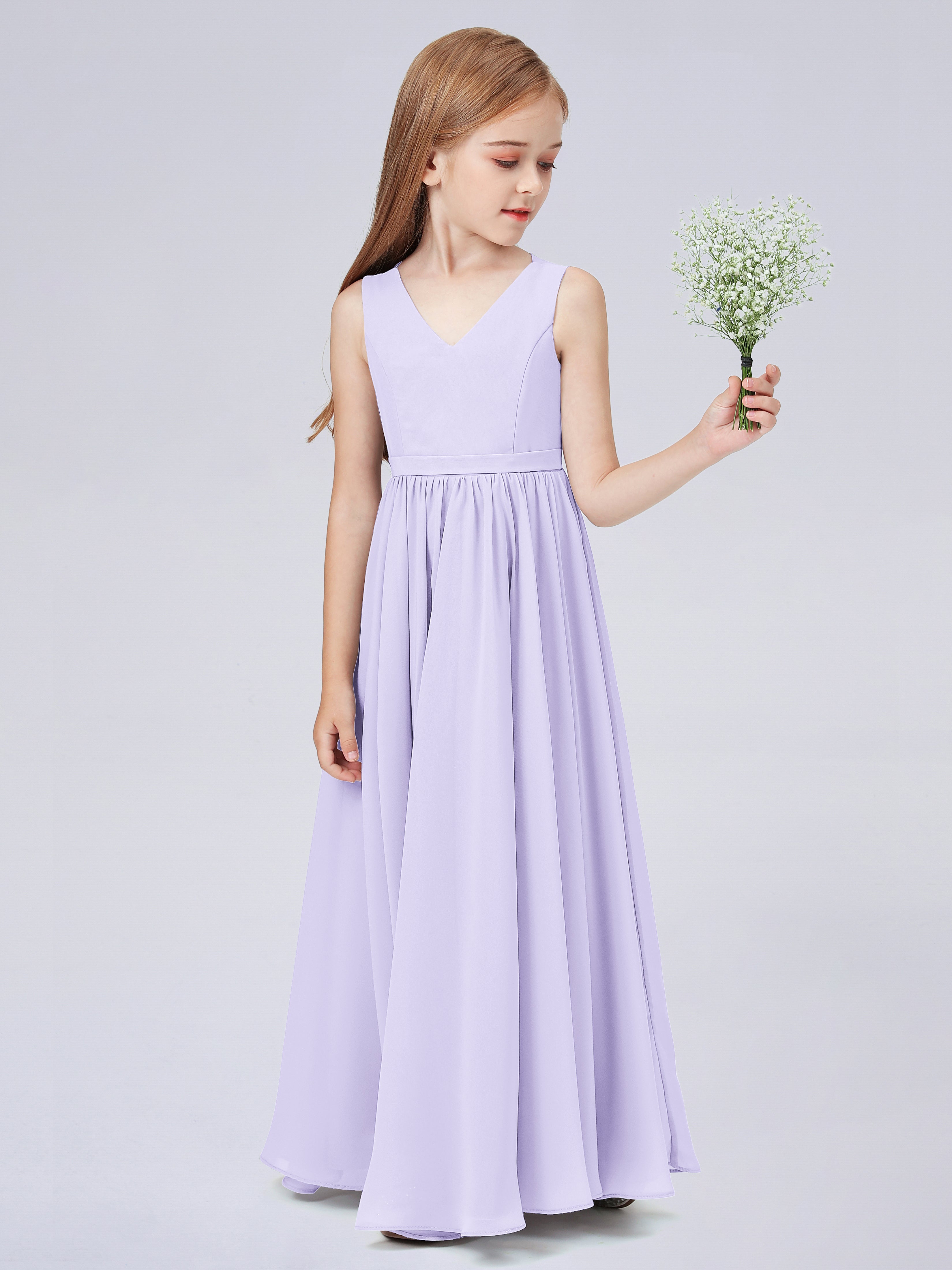 Ärmelloses Chiffon Kleid für Junge Brautjungfern