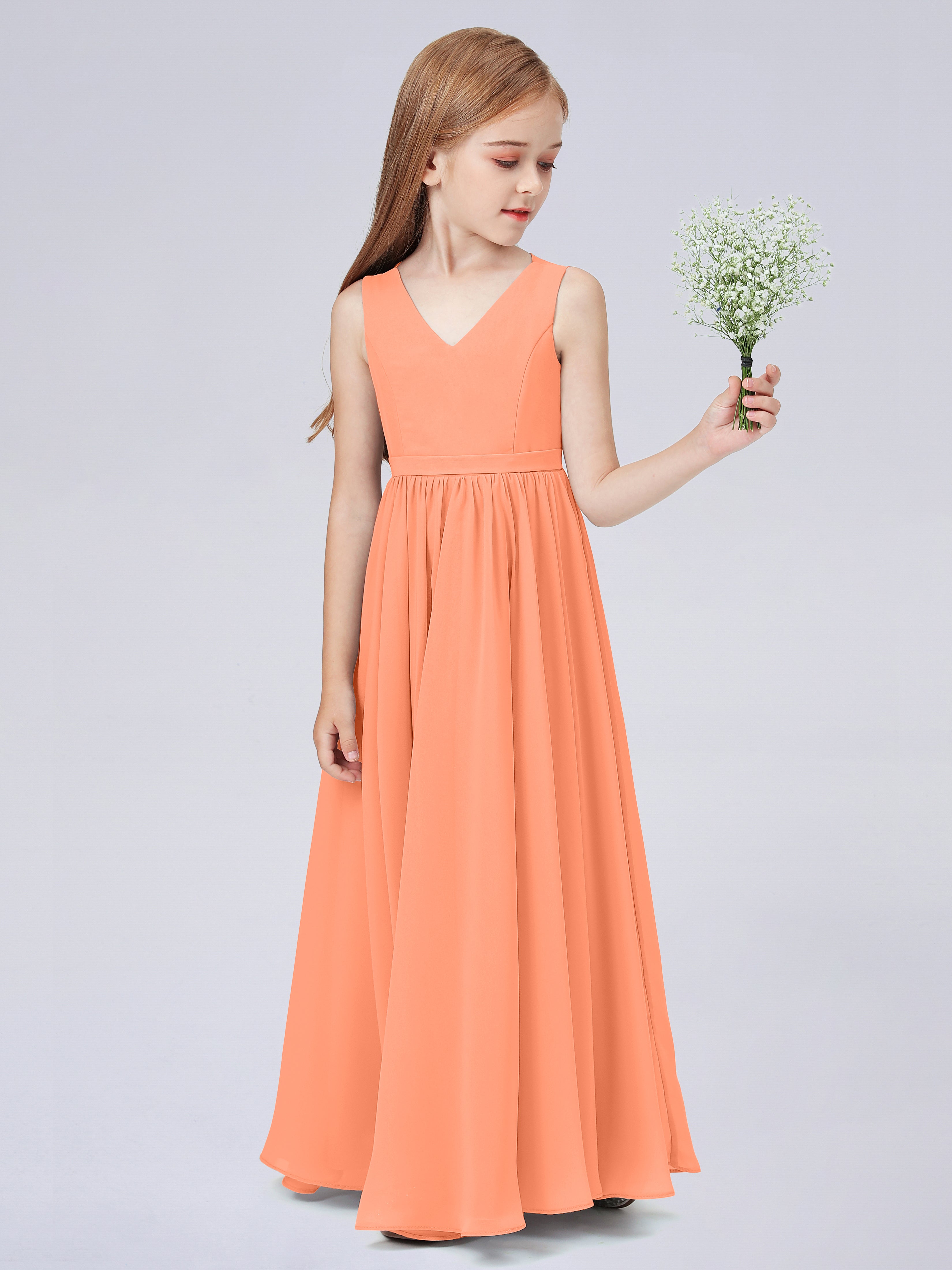 Ärmelloses Chiffon Kleid für Junge Brautjungfern