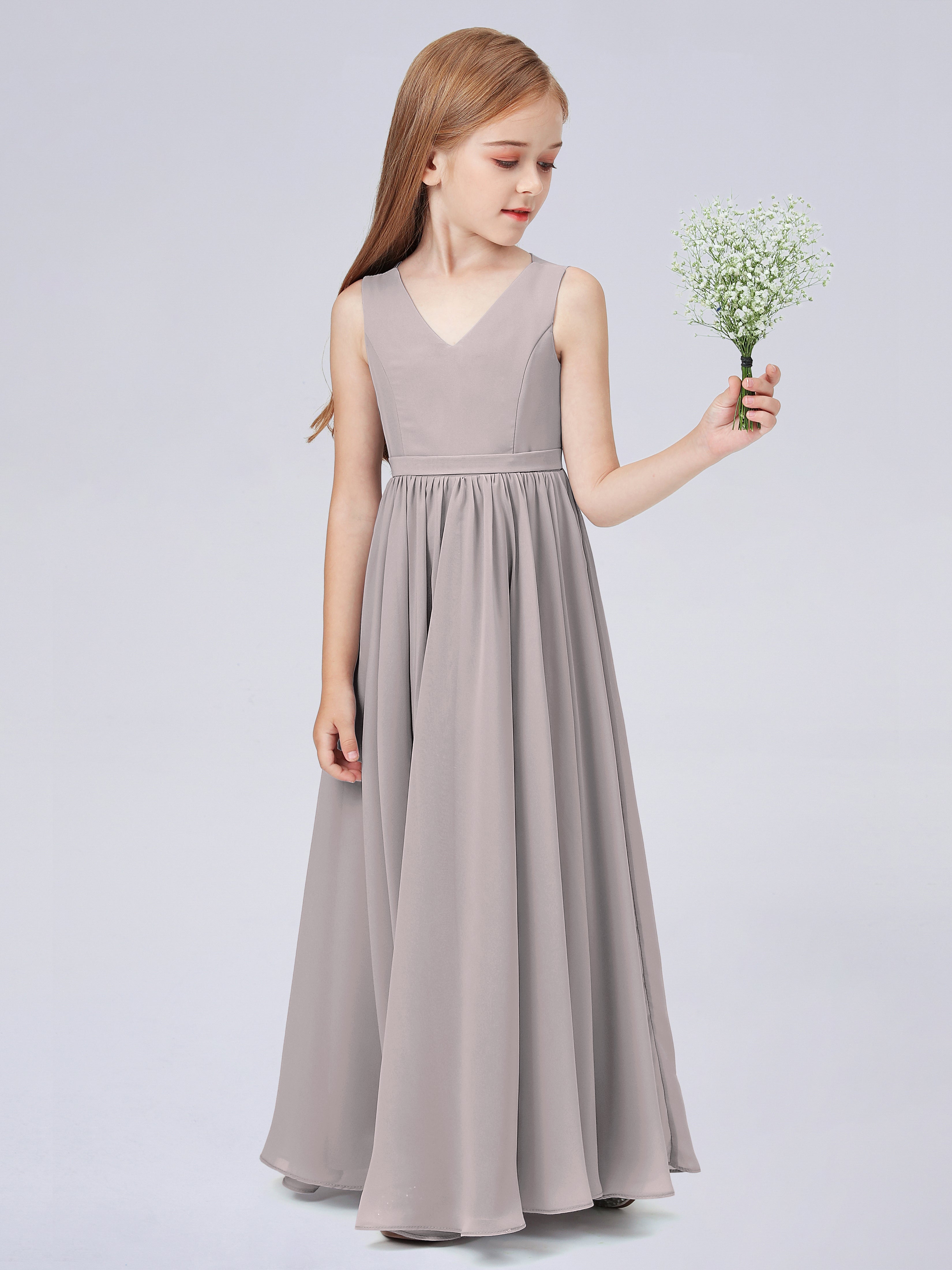 Ärmelloses Chiffon Kleid für Junge Brautjungfern