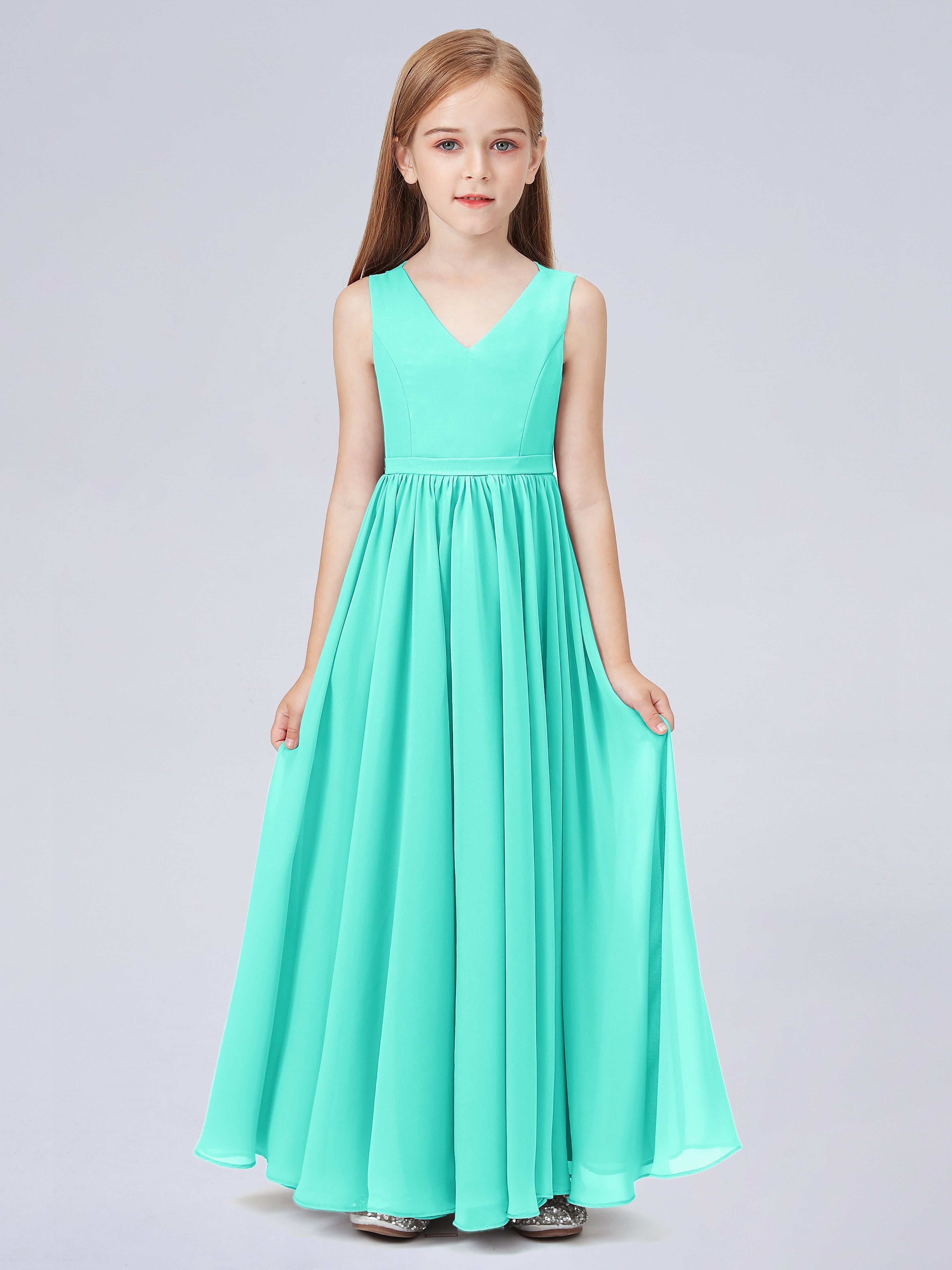 Ärmelloses Chiffon Kleid für Junge Brautjungfern