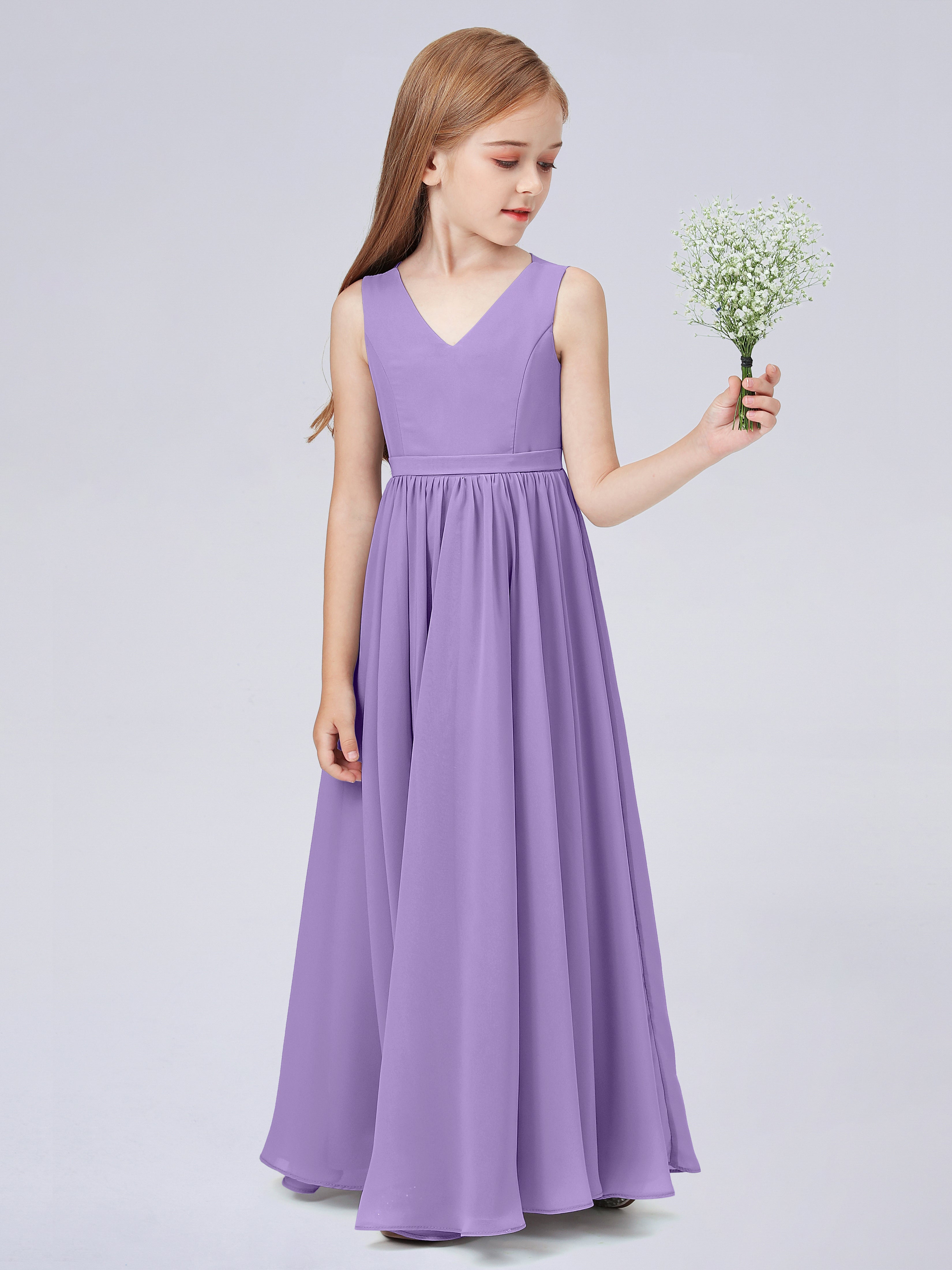 Ärmelloses Chiffon Kleid für Junge Brautjungfern