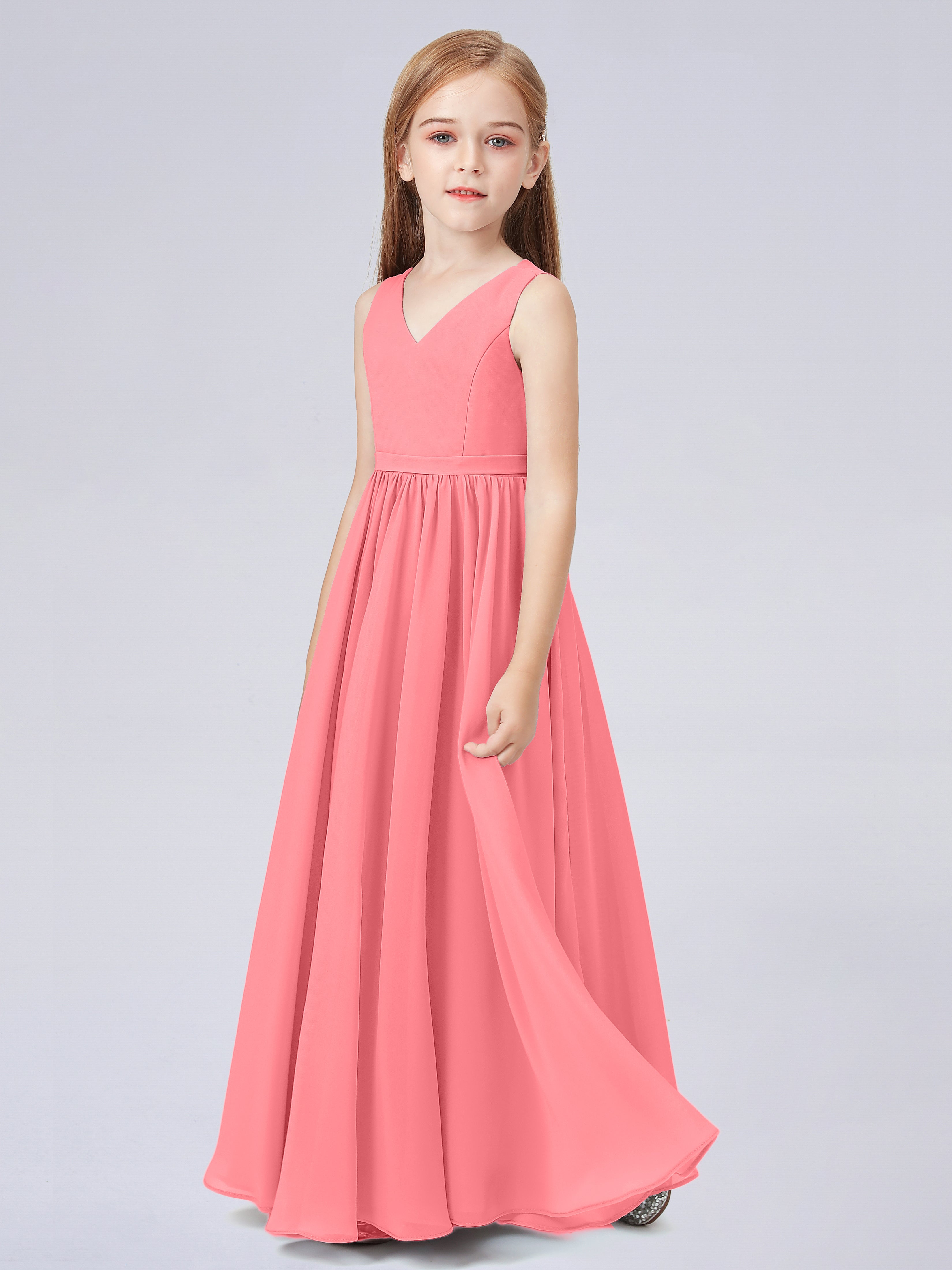 Ärmelloses Chiffon Kleid für Junge Brautjungfern