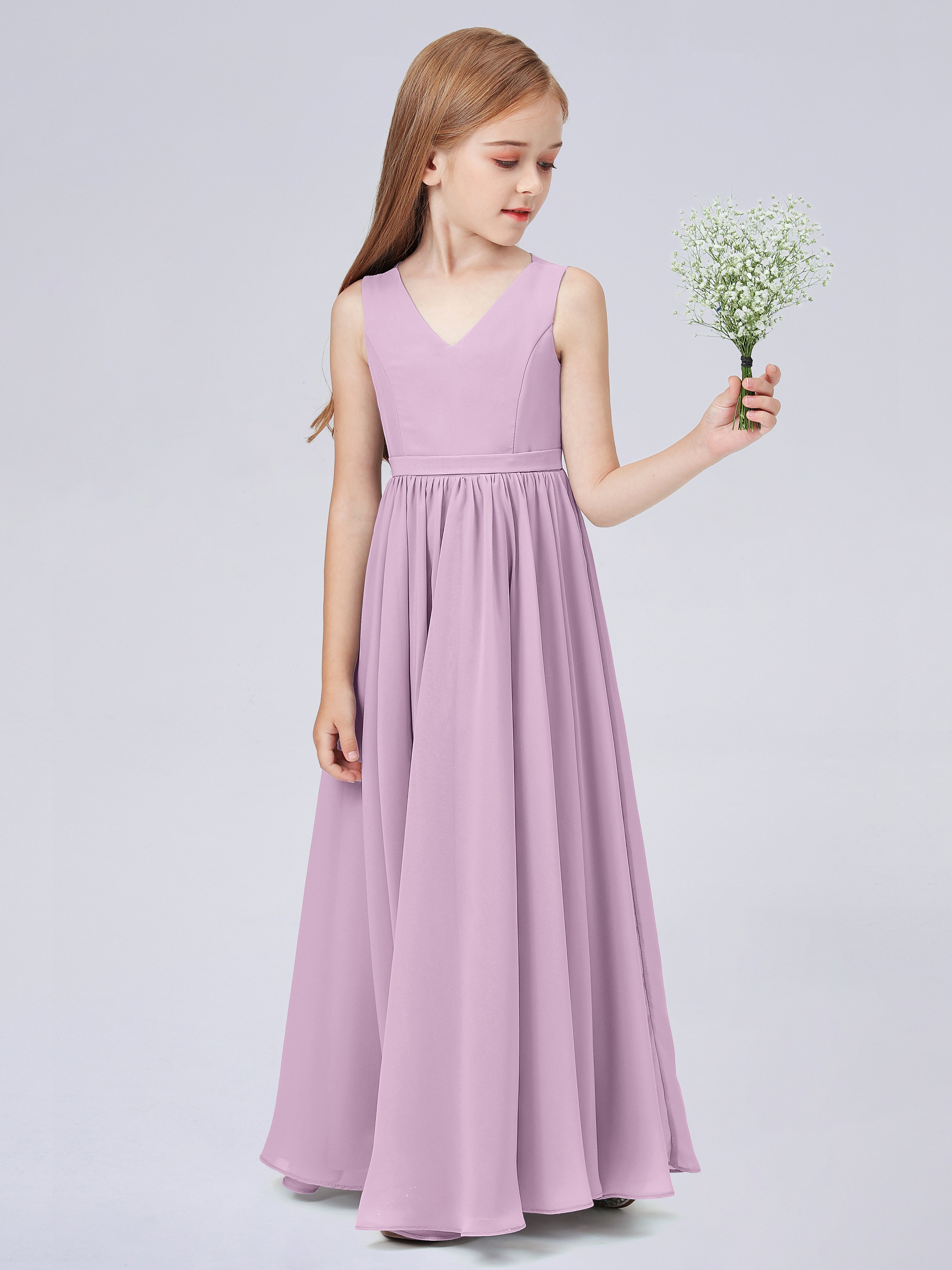 Ärmelloses Chiffon Kleid für Junge Brautjungfern