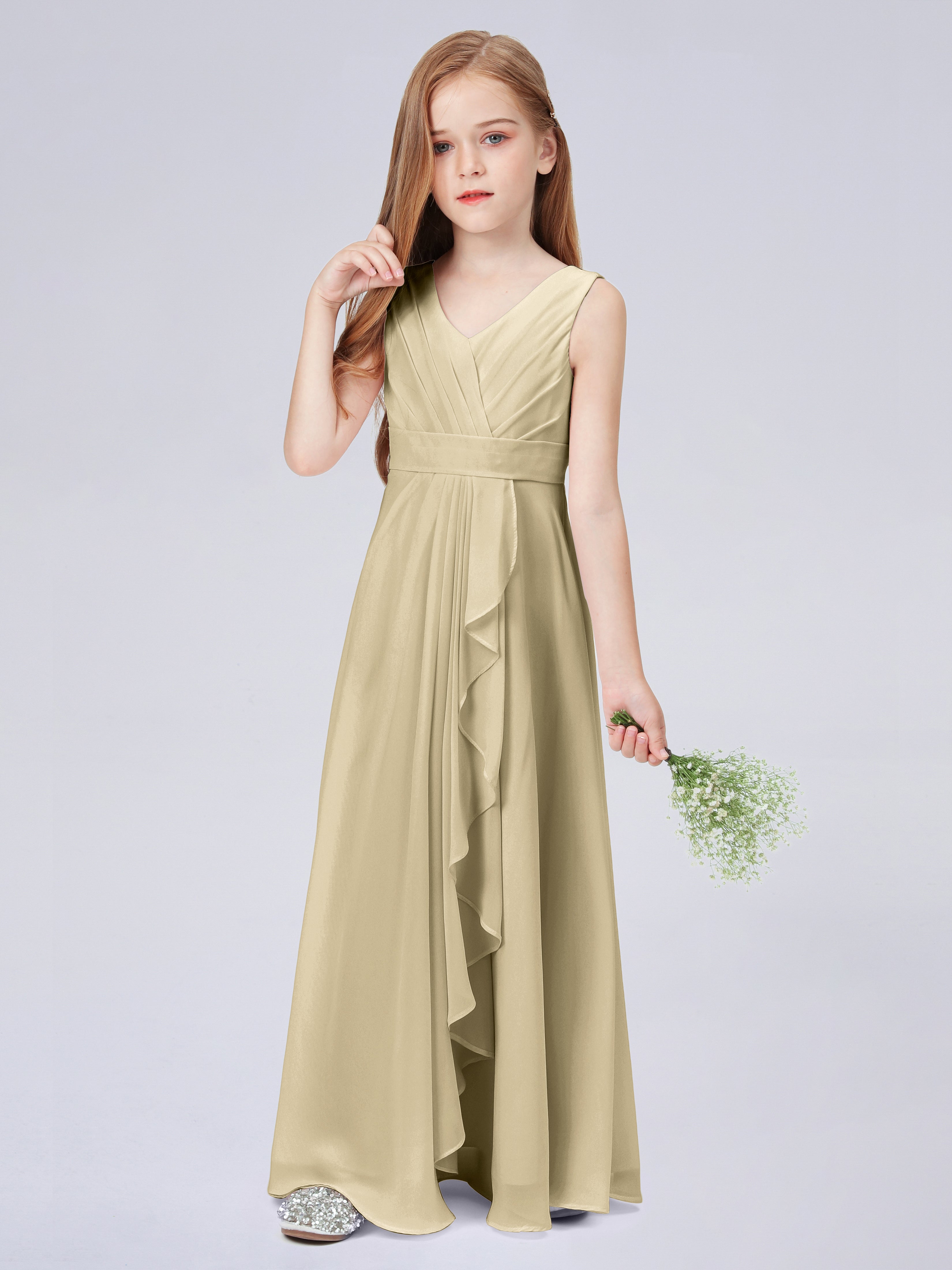 Trägerkleid für Junge Brautjungfern mit Cascade