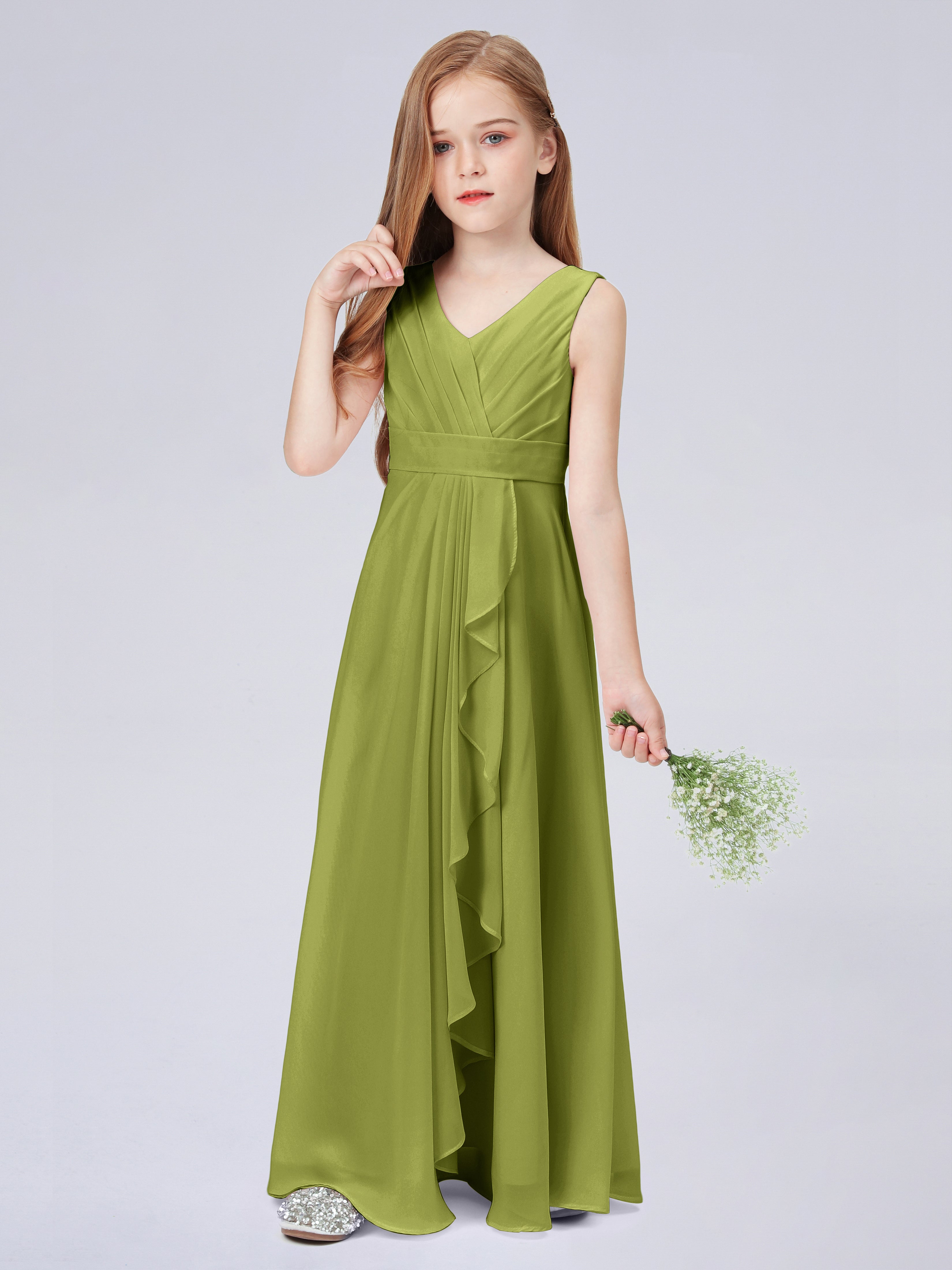 Trägerkleid für Junge Brautjungfern mit Cascade