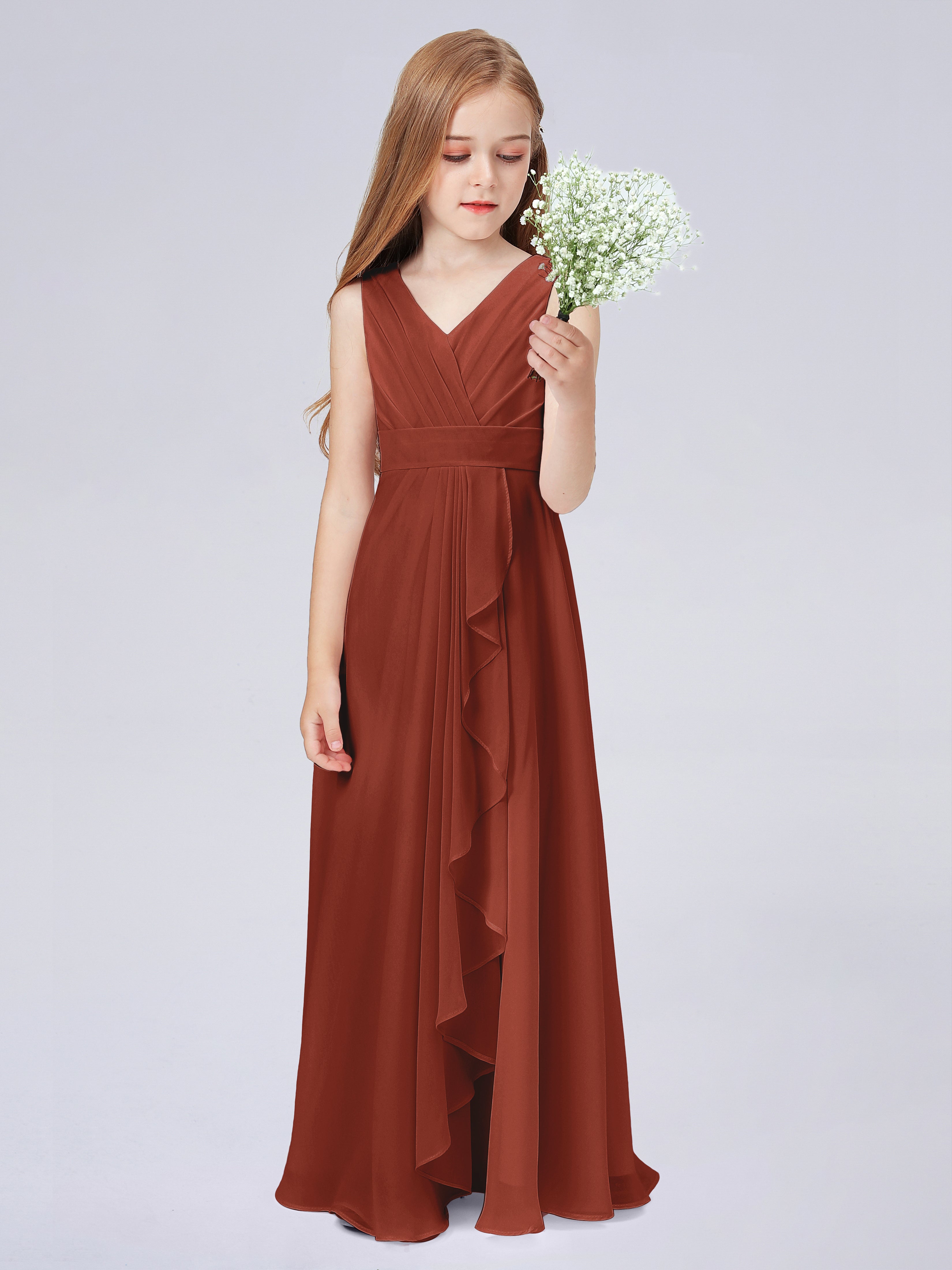 Trägerkleid für Junge Brautjungfern mit Cascade