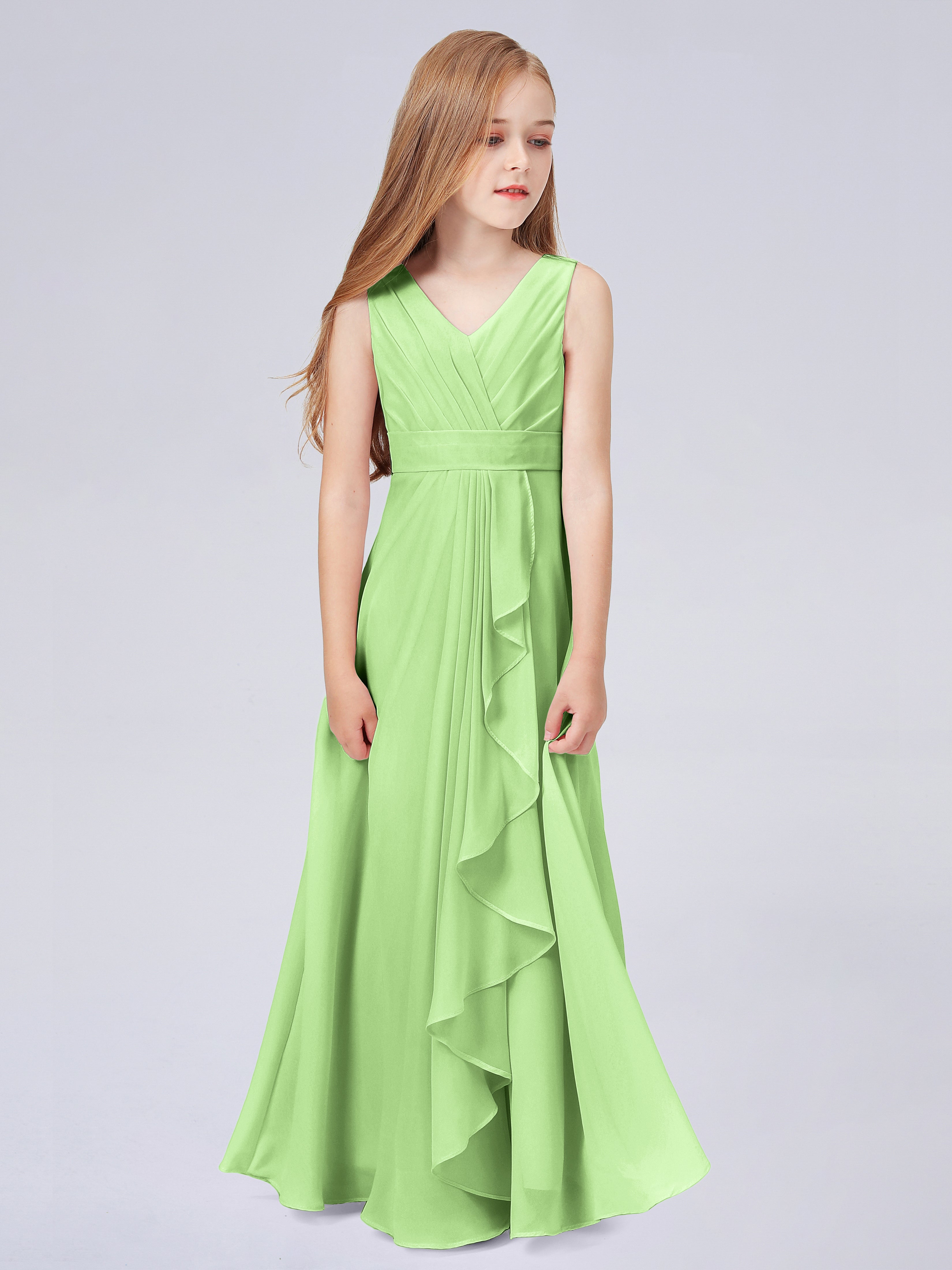 Trägerkleid für Junge Brautjungfern mit Cascade