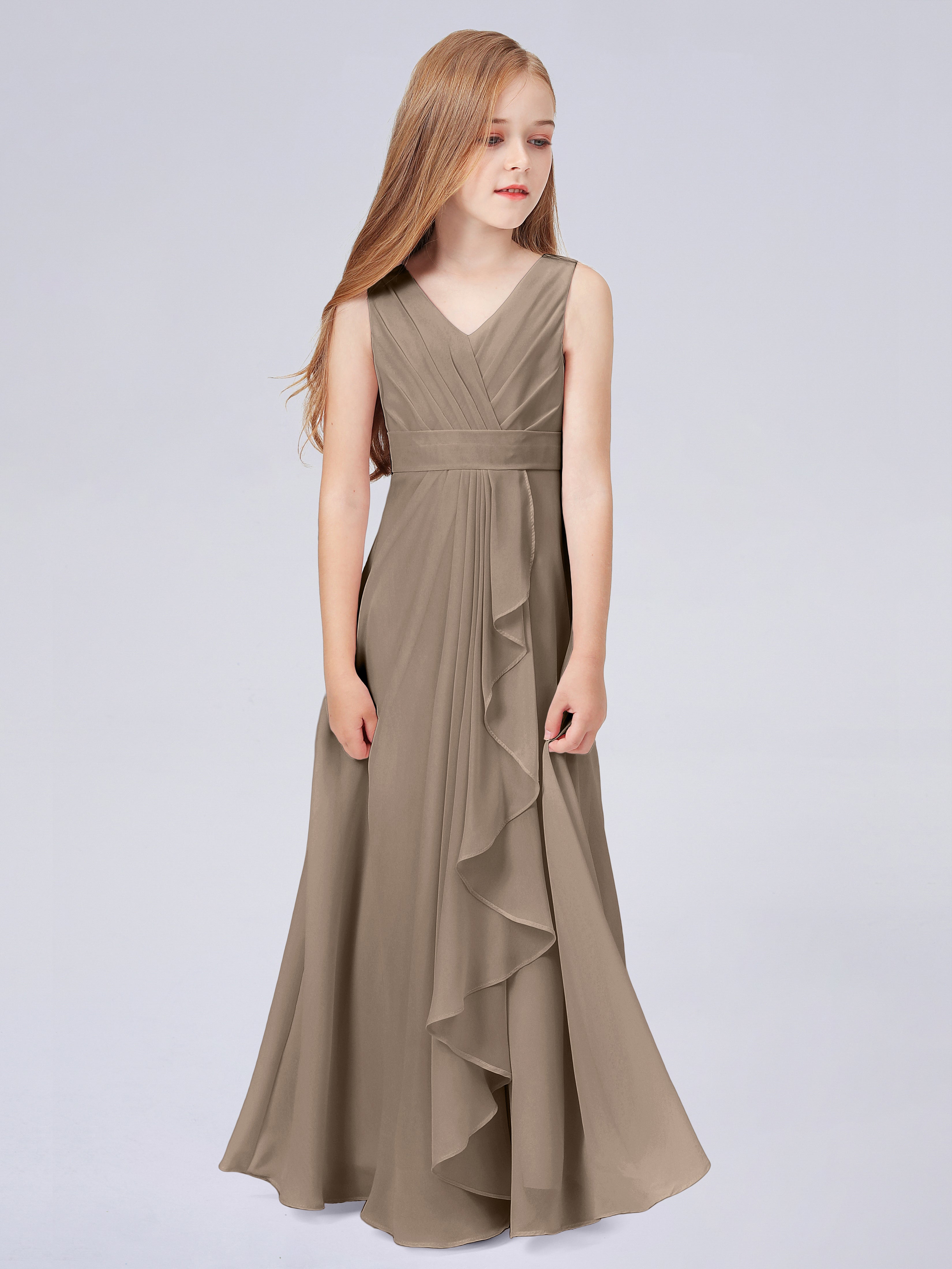 Trägerkleid für Junge Brautjungfern mit Cascade